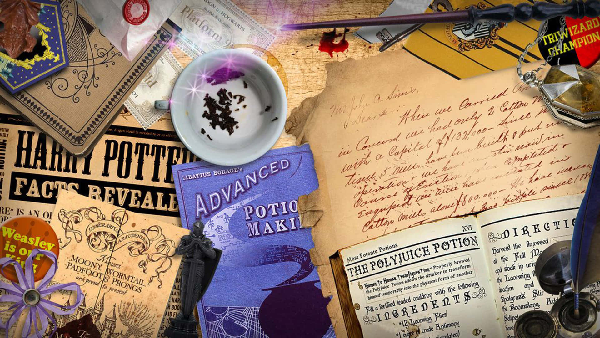 Download Harry Potter Desk Collage Background