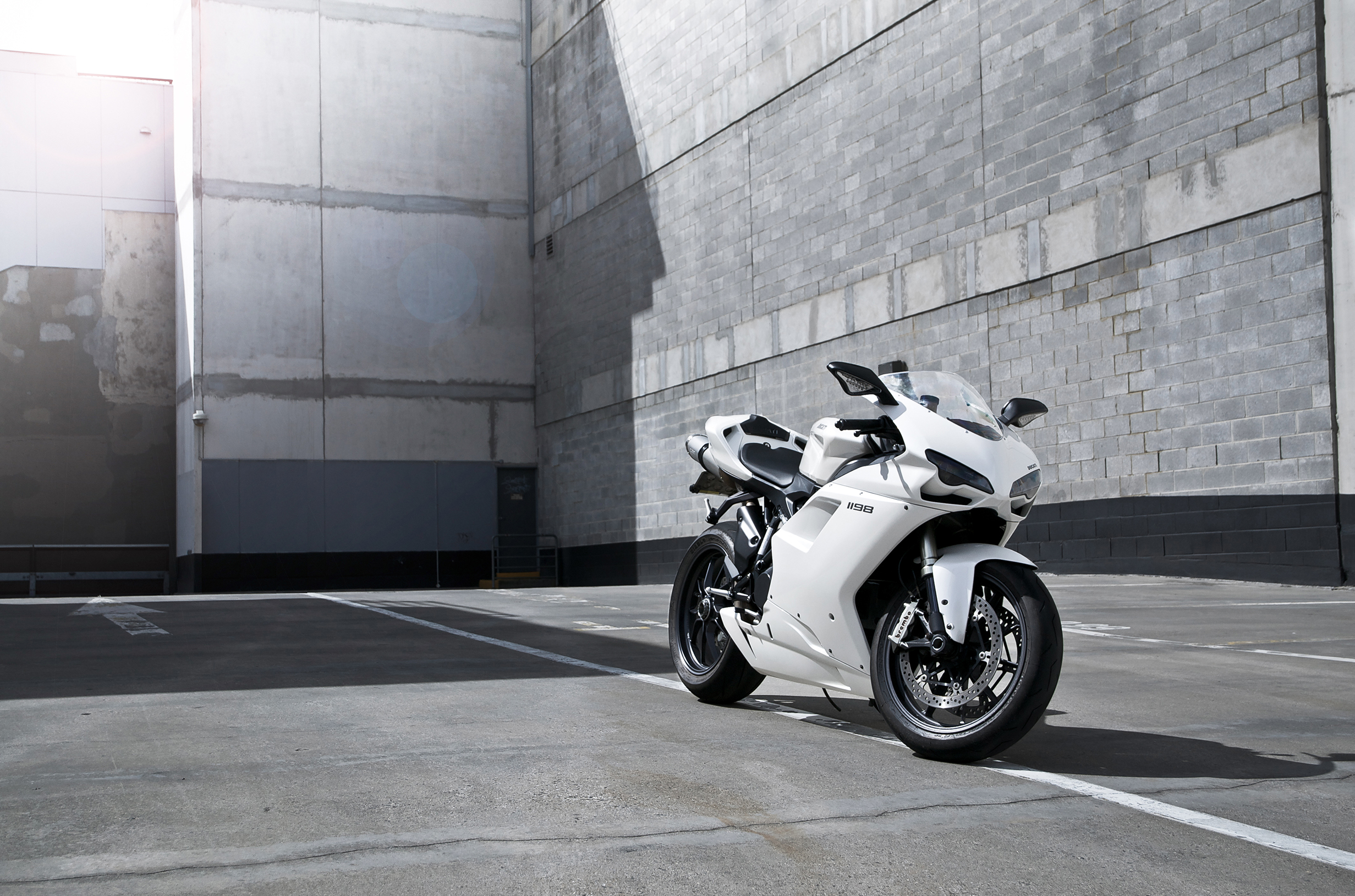 Wallpaper white, glare, strip, shadow, motorcycle, white, Ducati, bike for mobile and desktop, section мотоциклы, resolution 2463x1629
