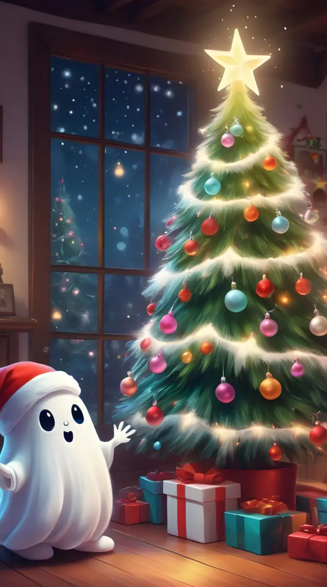 cute ghost loves christmas wallpaper