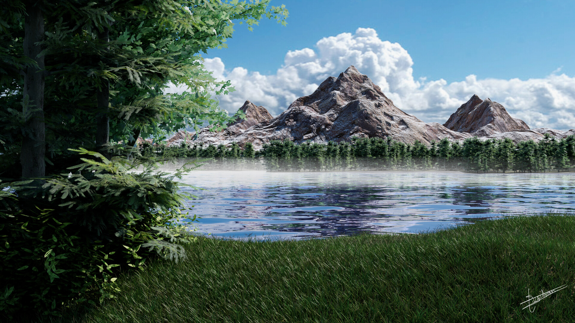 3D BOB ROSS PAINTING