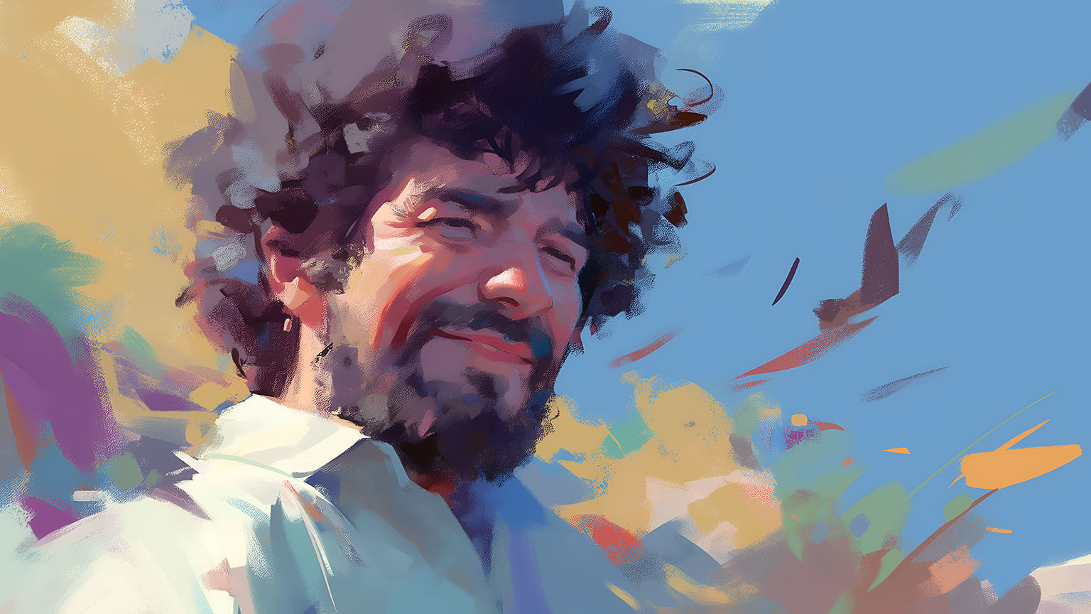 Bob Ross Smiling Art Desktop Wallpaper in HD & 4K