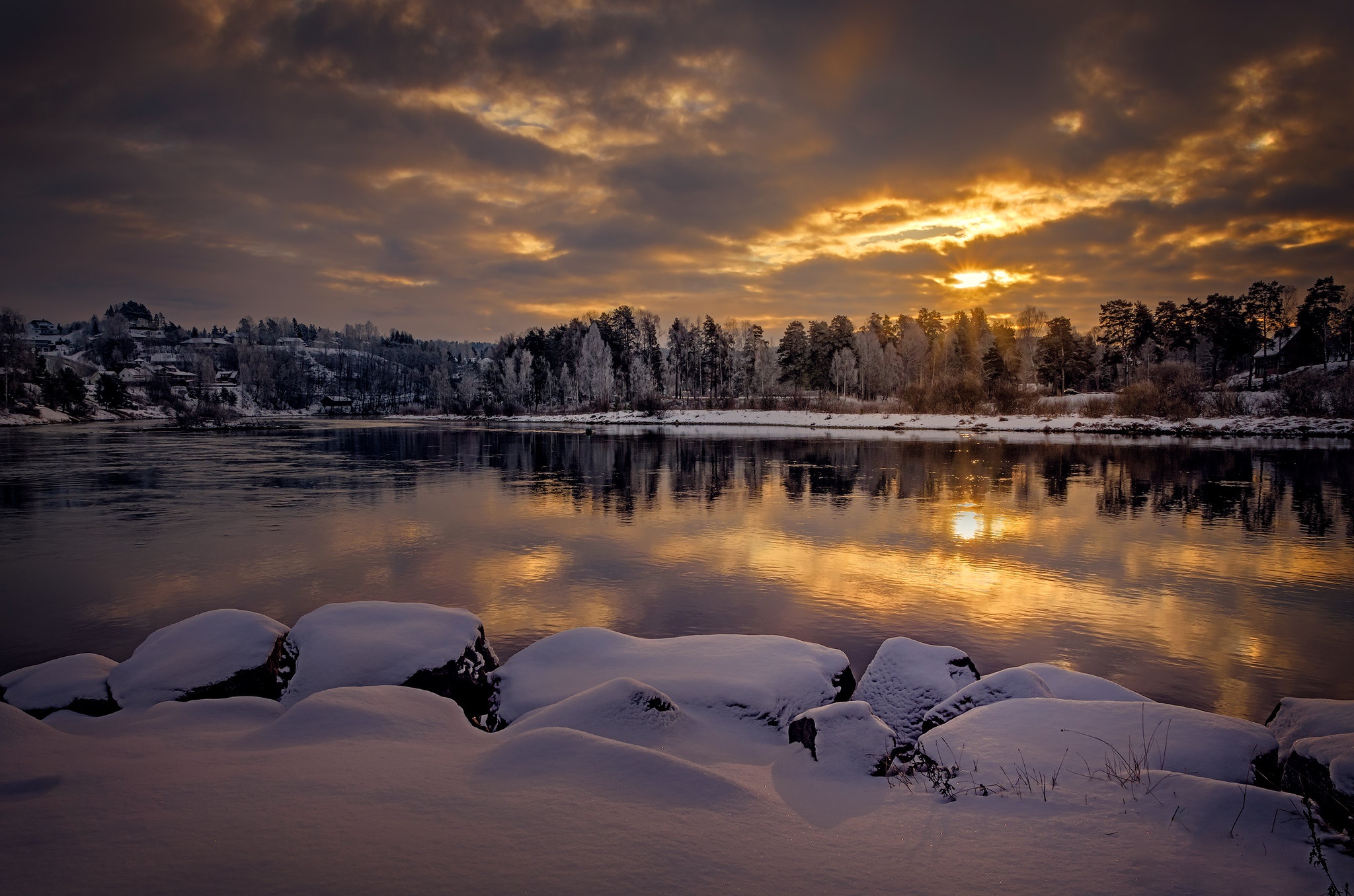 Desktop wallpaper: Photography, Winter, Lake, Nature, Norway, Snow, Sunset 4K free download for PC. 1005445