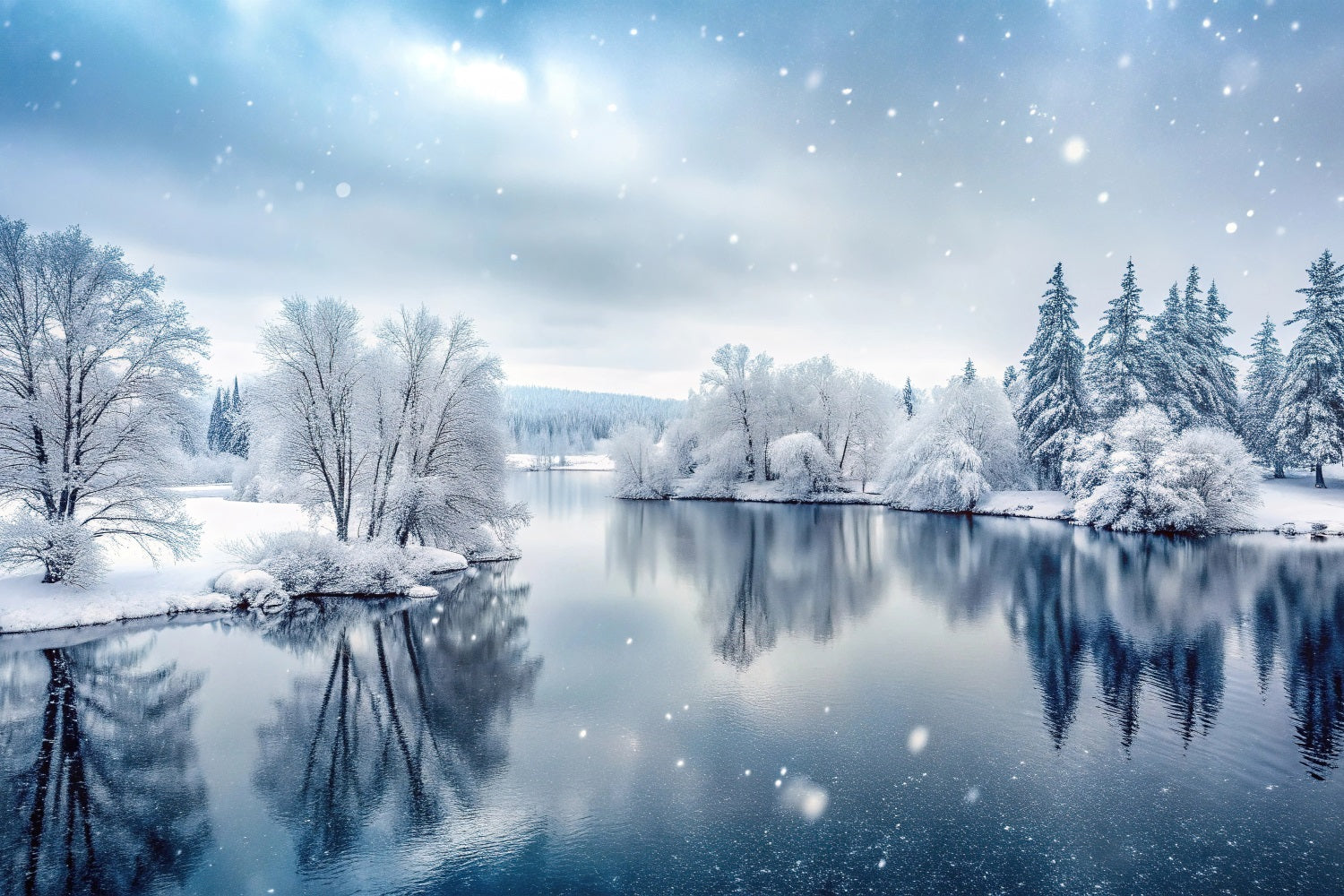 Winter Wonderland Photography Backdrop Frozen Lake Backdrop BRP11 492