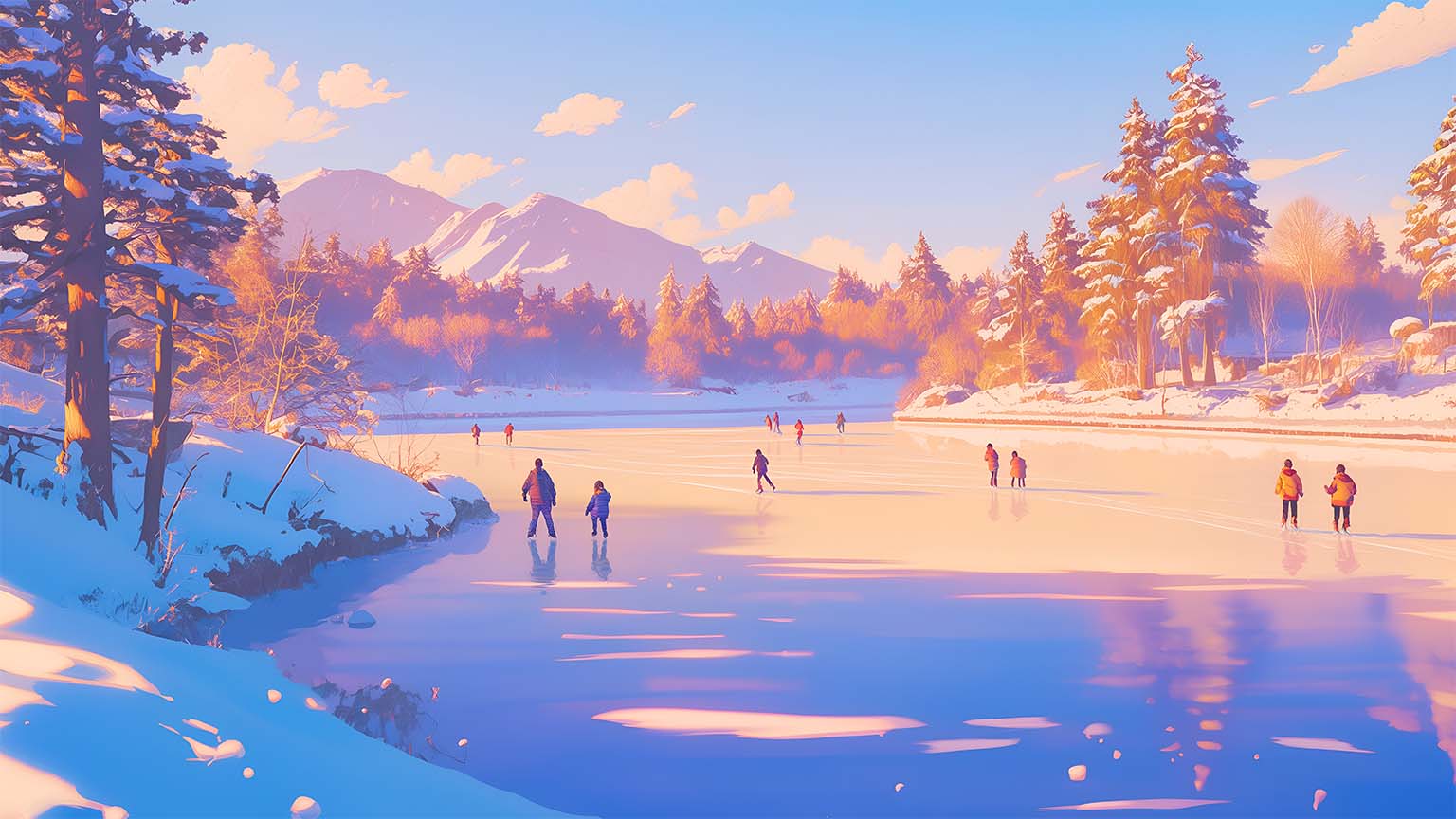 Frozen Lake Winter Scenery Desktop Wallpaper