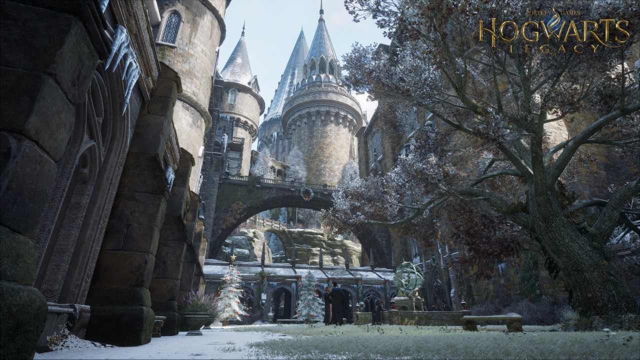 [4K Relaxing Cinematic Winter Tour of Hogwarts Castle (Ambience & Music)