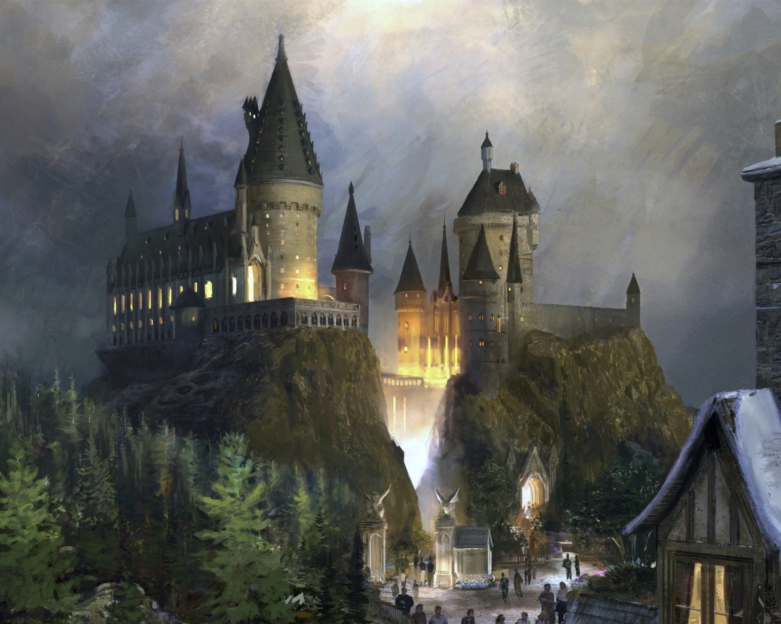 Desktop wallpaper: Harry Potter, Hogwarts Castle, Smoke, Movie, Castle, Harry Potter And The Deathly Hallows: Part 1, Fire 4K free download for PC. 160251