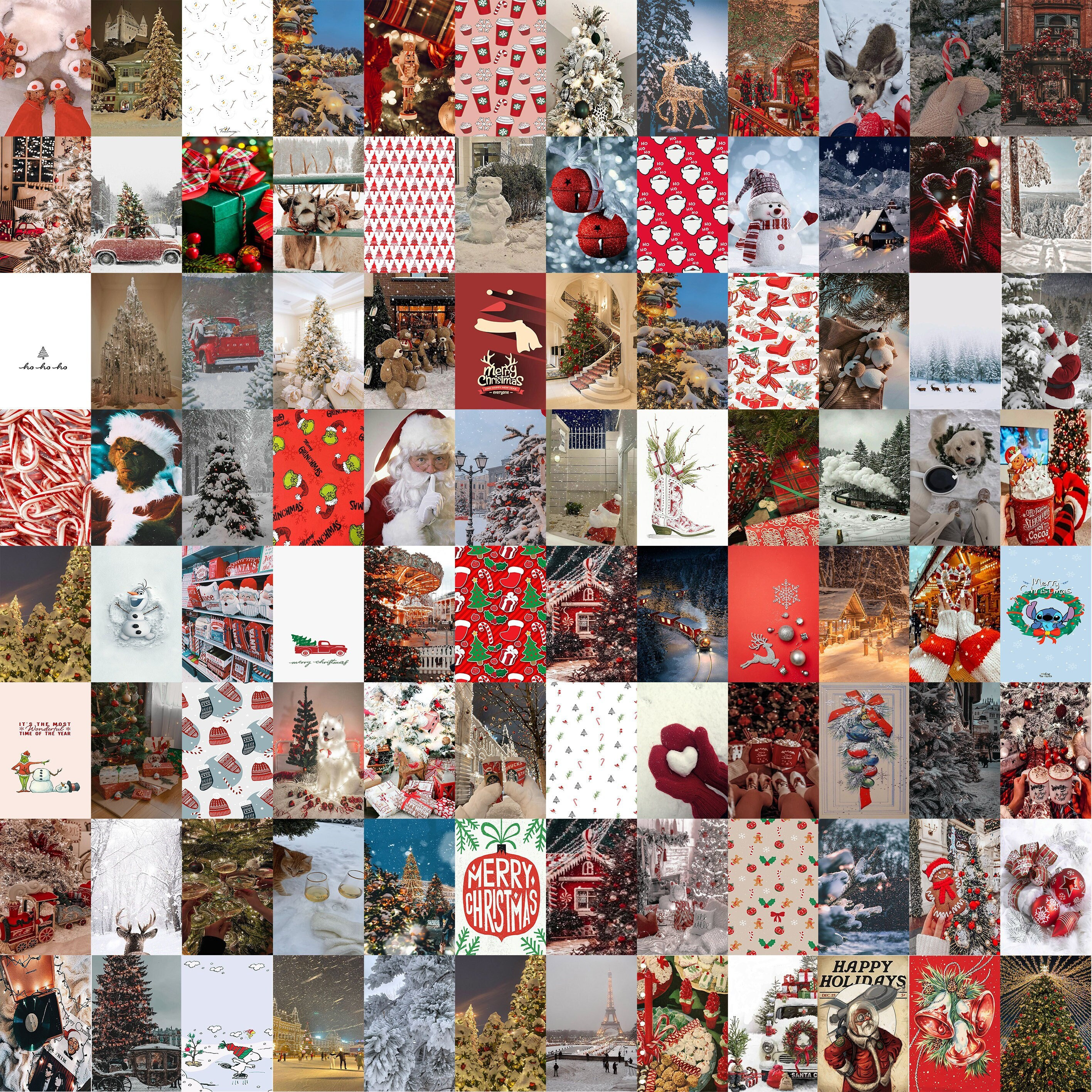 Christmas Wall Collage Kit Christmas Aesthetic Posters Christmas Gift İdeas Winter Wall Collage Kit Christmas Decor Christmas Prints 96pcs