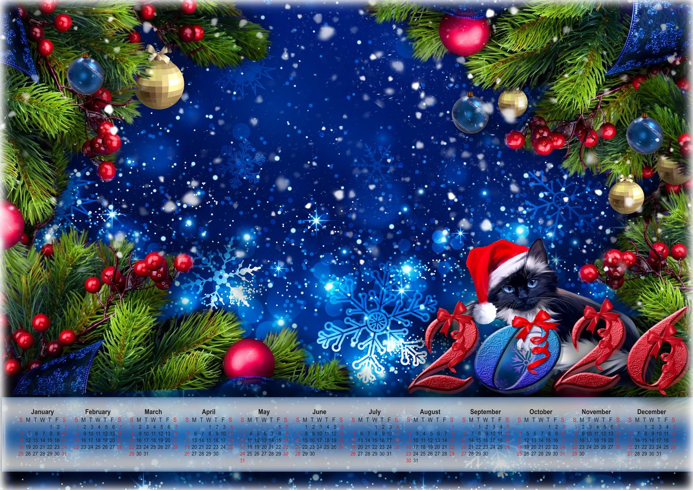 Free download 2026 Christmas calendar photo frame collage for three photo