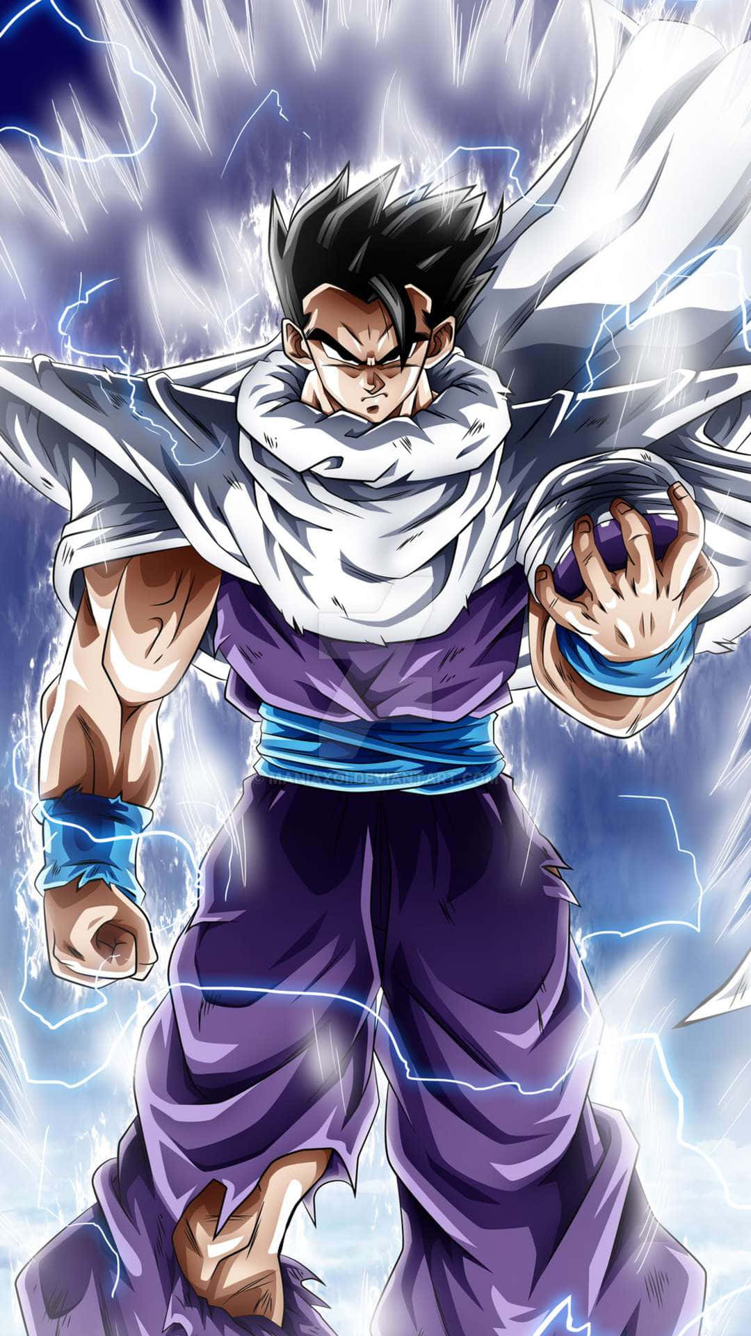 Download Intense Energy Unleashed Electrifying Gohan Wallpaper for iPhone Wallpaper