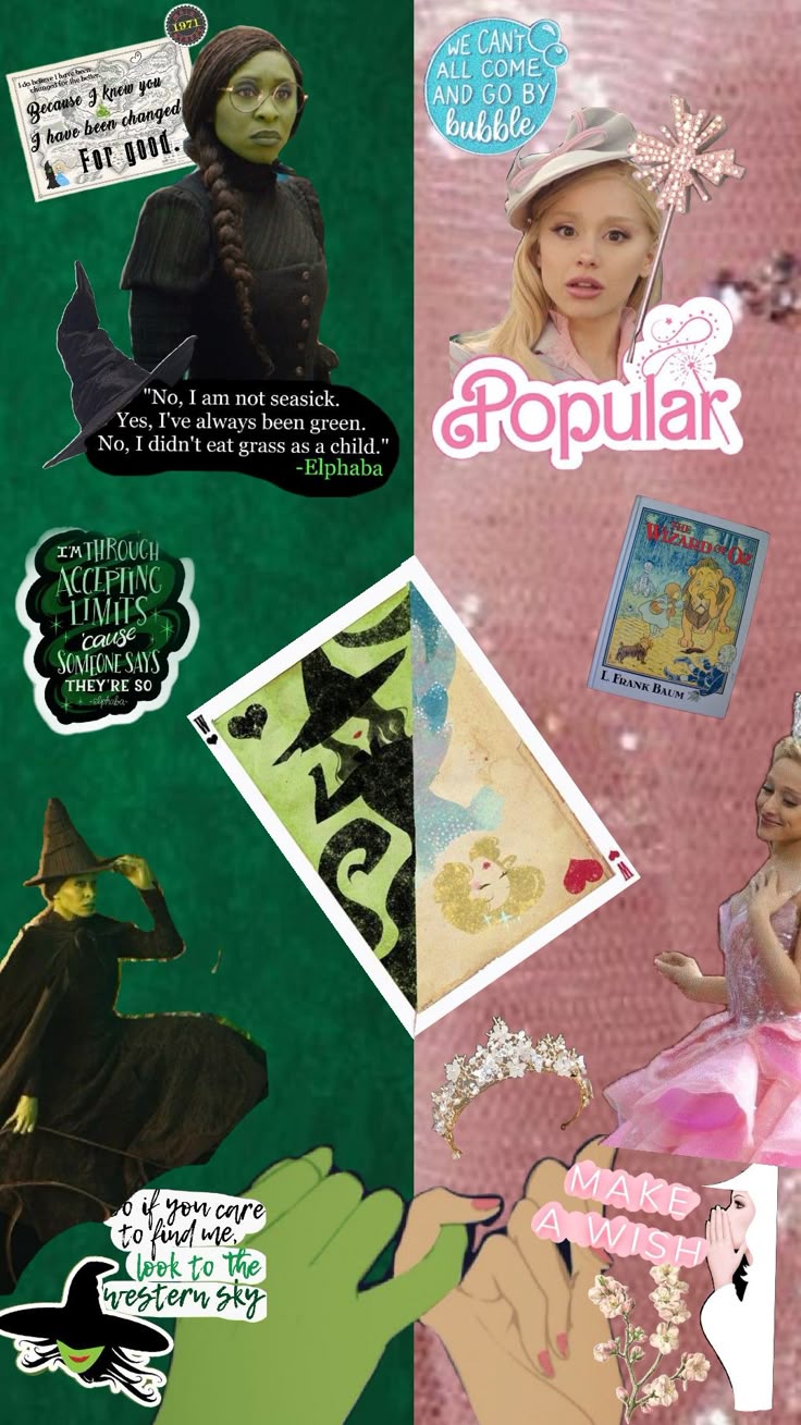 Wicked #Glinda #Elphaba #Wizardofoz #AeianaGrande #pink #witch #green