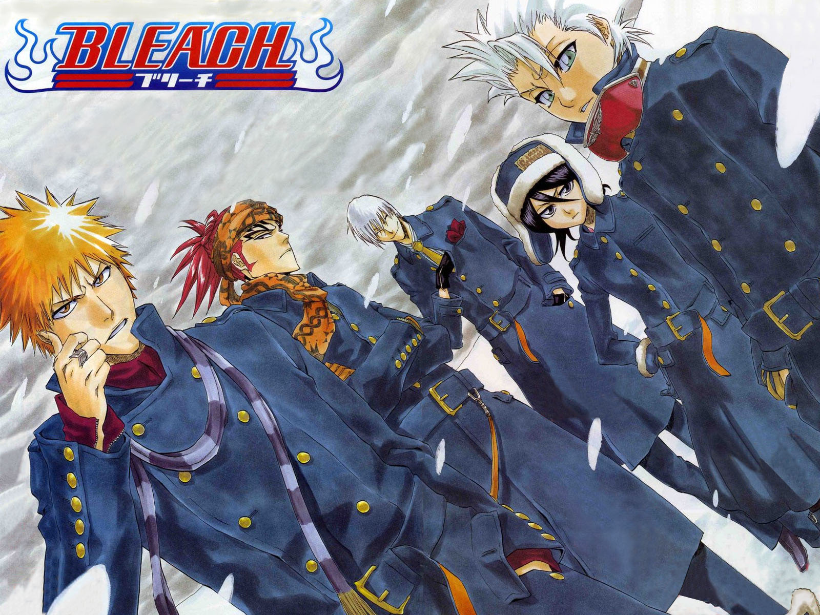Bleach HD Wallpaper: Ichigo & Squad United in Anime Action