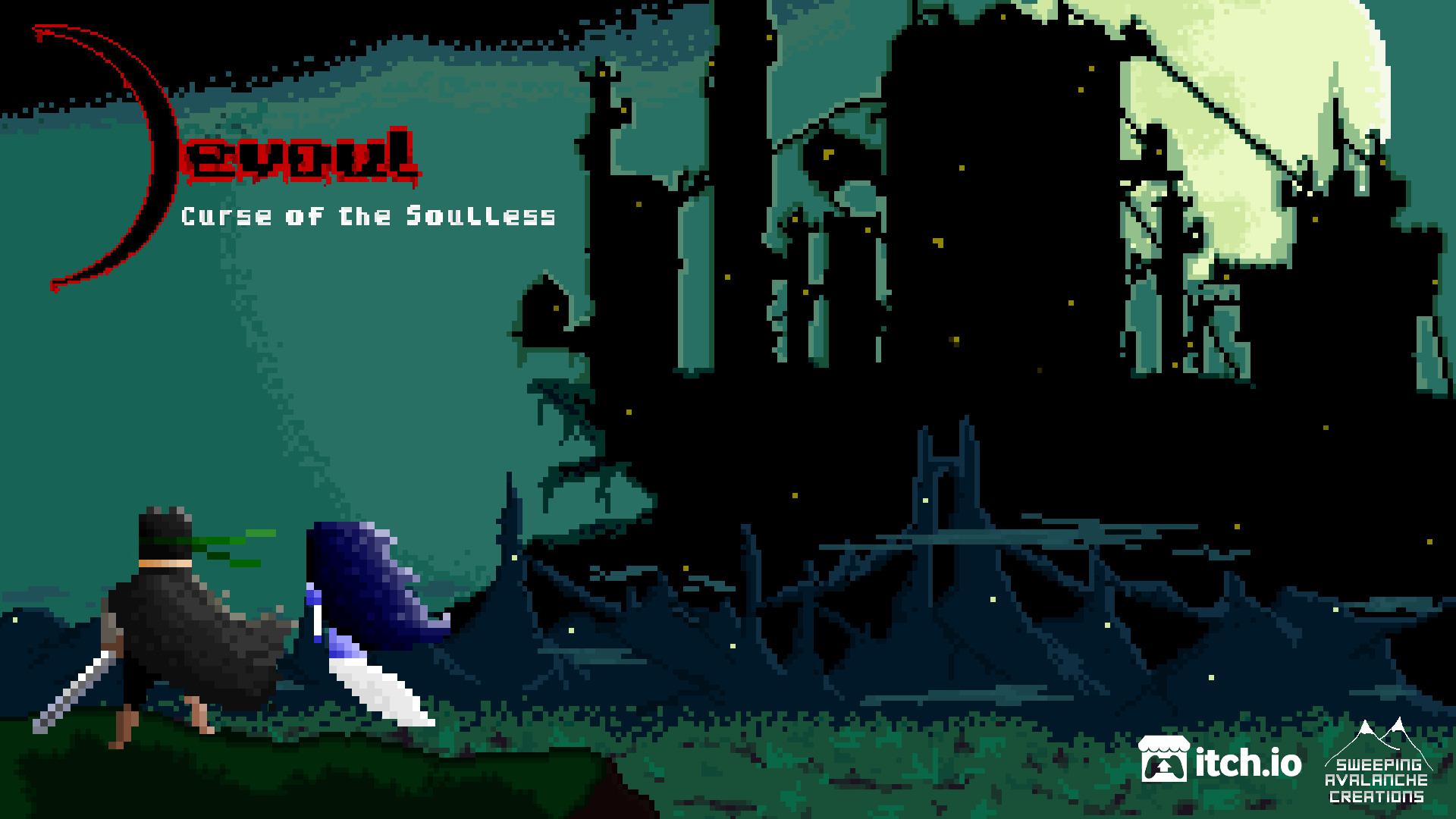 Wallpaper of my pixel art metroidvania Devoul- Curse of the Soulless