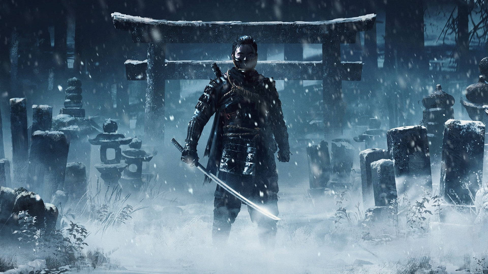 Download A Stealthy Samurai in the Snow Wallpaper