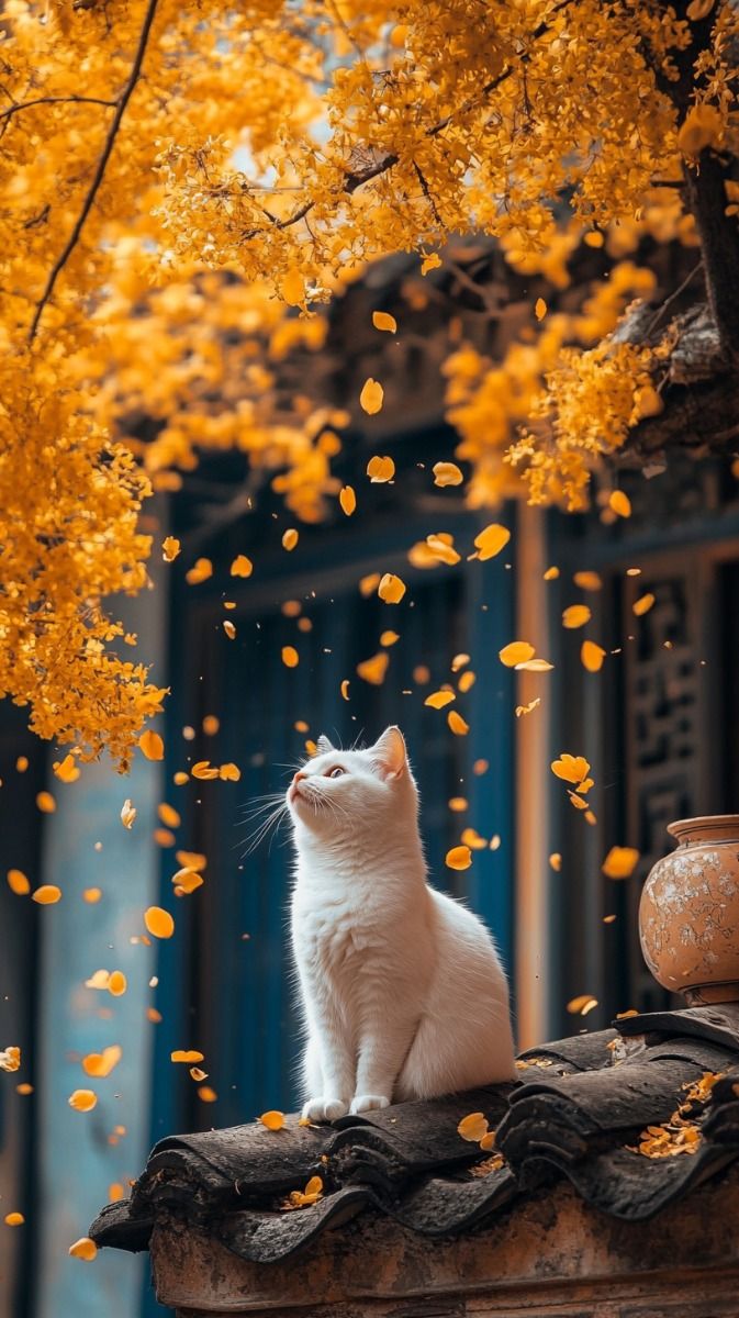 cat fall autumn wallpaper