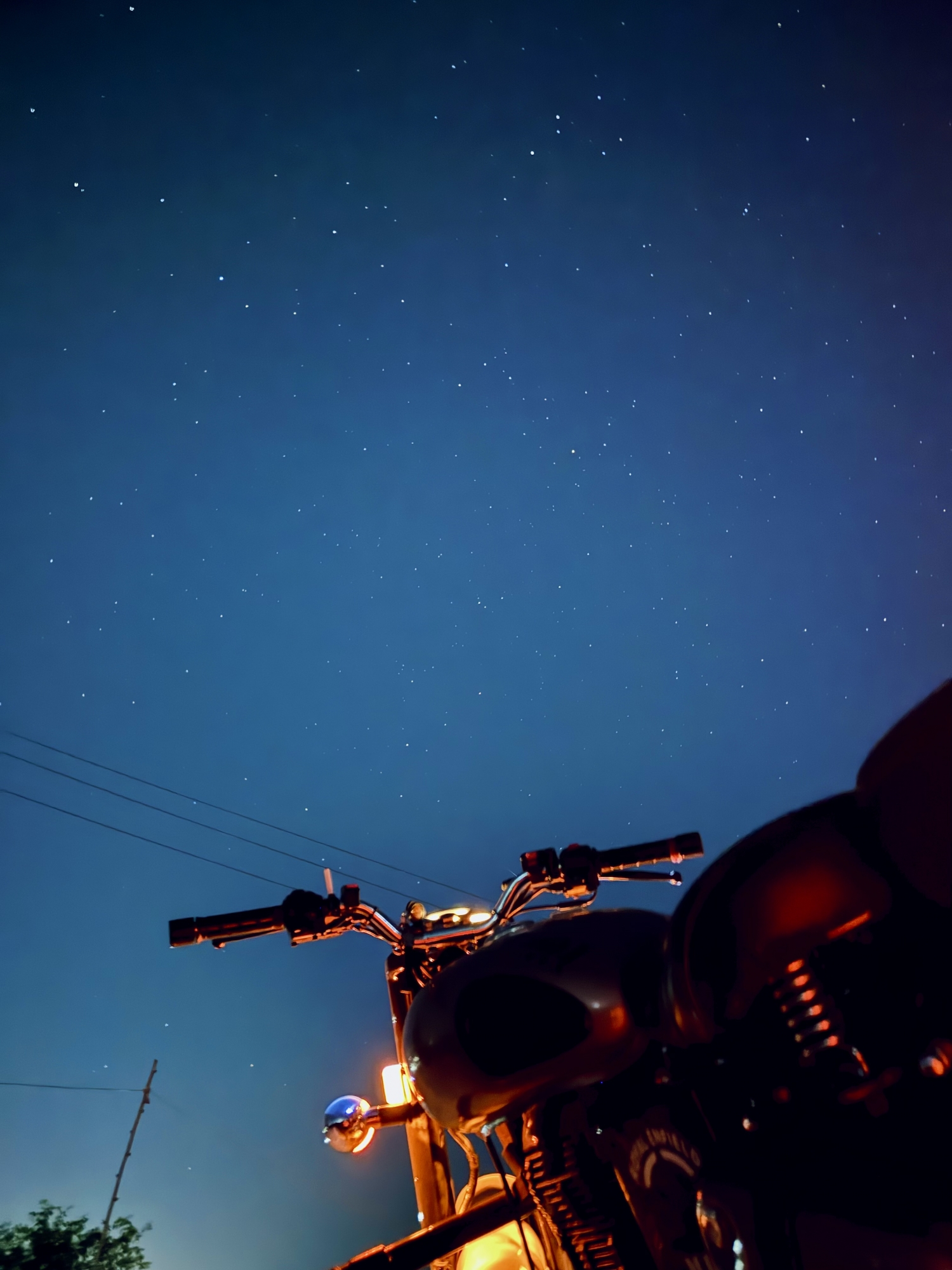 Astro Photography Starry Night Sky With Motorbike