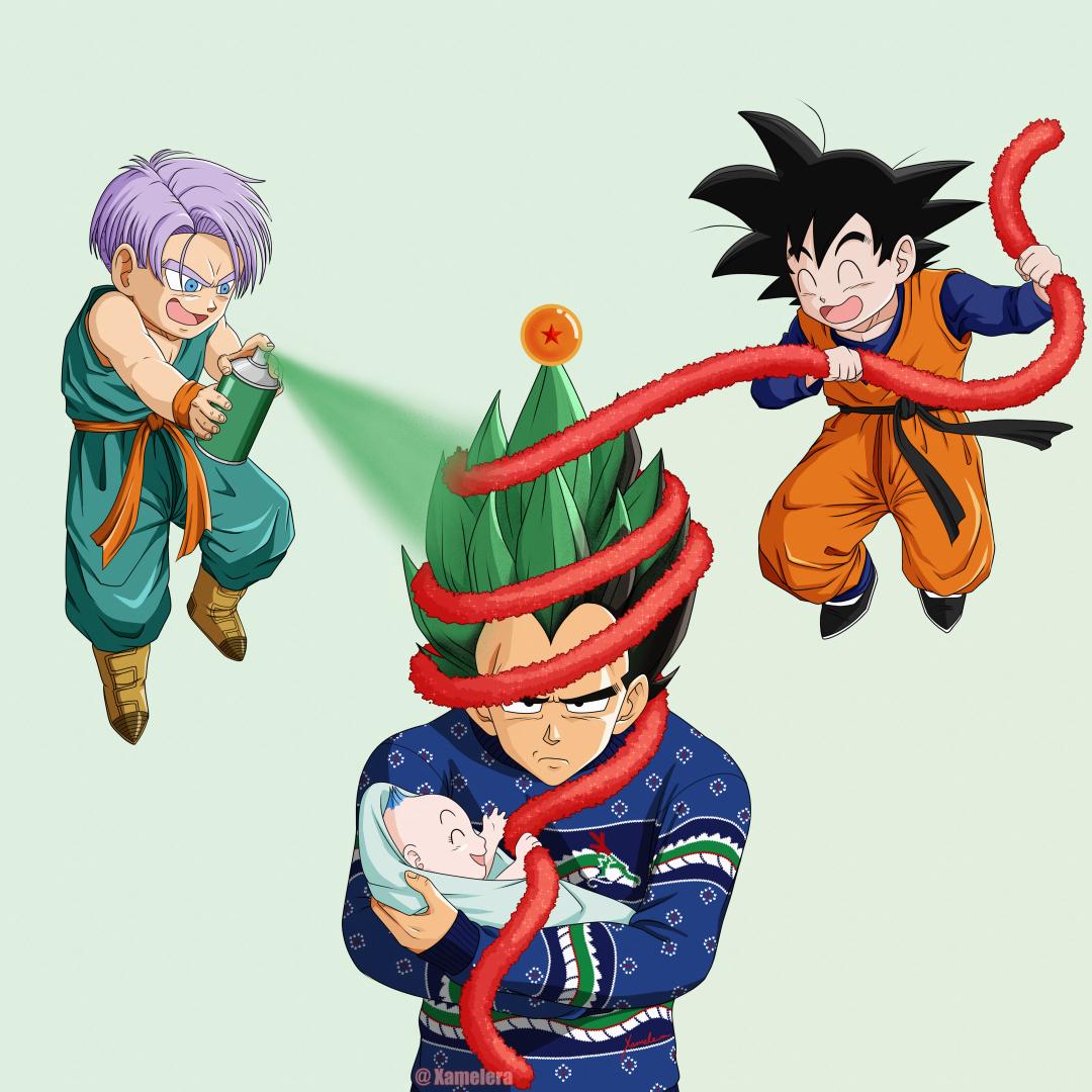 OC) Anyone think Vegeta's hair makes a good Christmas tree?