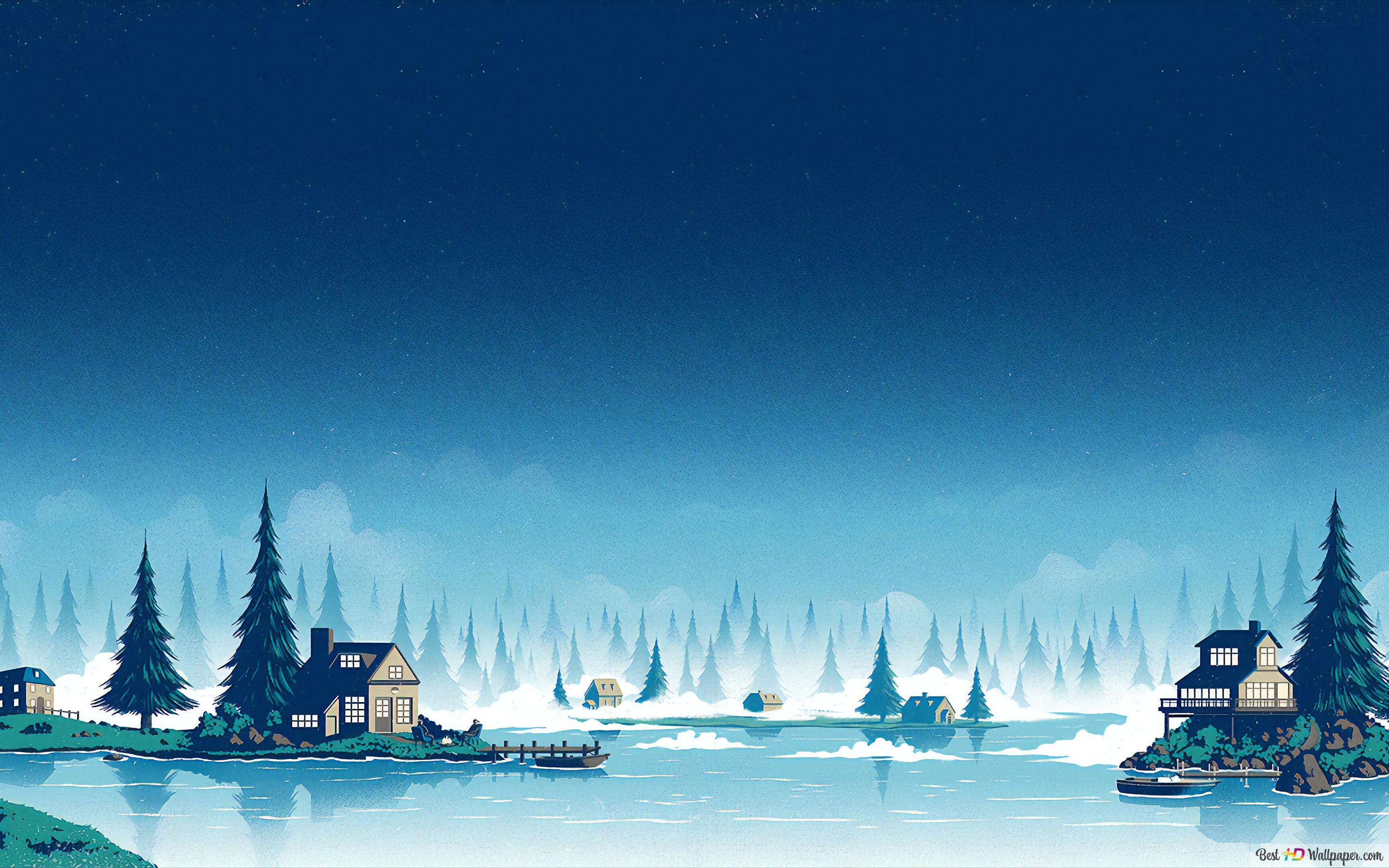 Winter Scenery Minimalist 4K wallpaper download