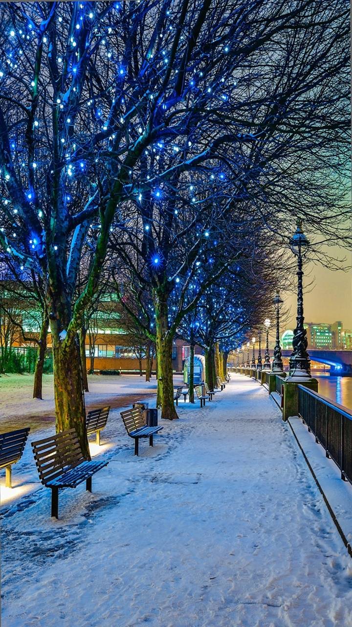 Wallpaper Christmas Snow Lights London, London, Christmas Day, Snow, Christmas Lights, Background Free Image