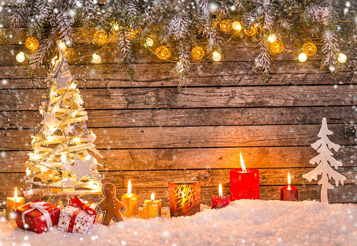 Buy Christmas Tree Photography Backdrop Light Star Snow Background Online