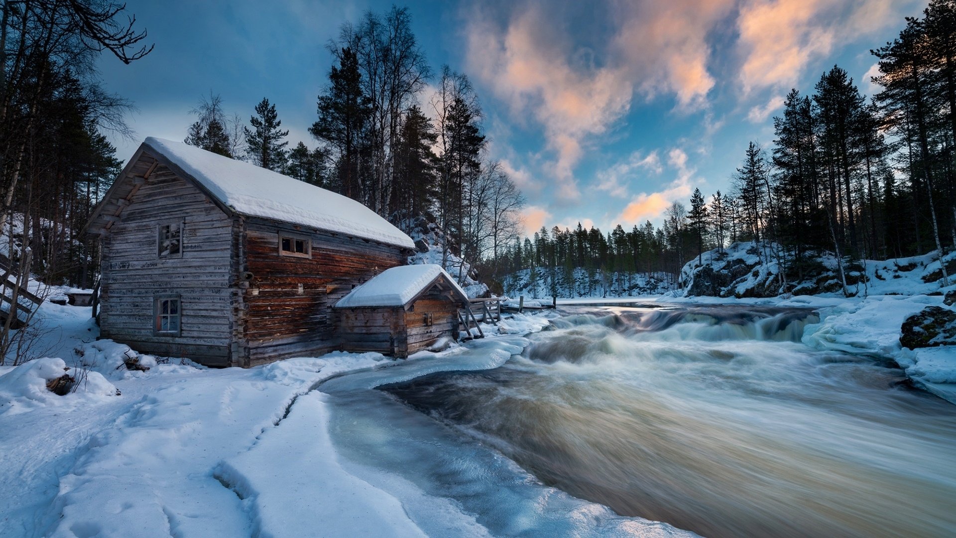 Winter Cabin in Finnish Forest