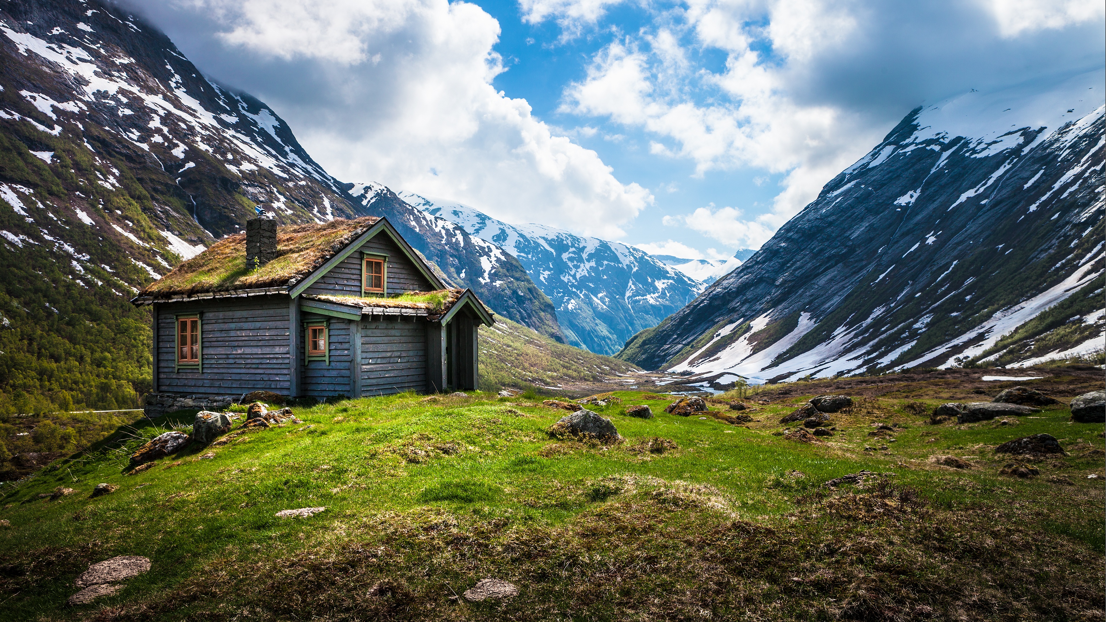 Valley House Wallpaper 4K, Wooden House, Cabin