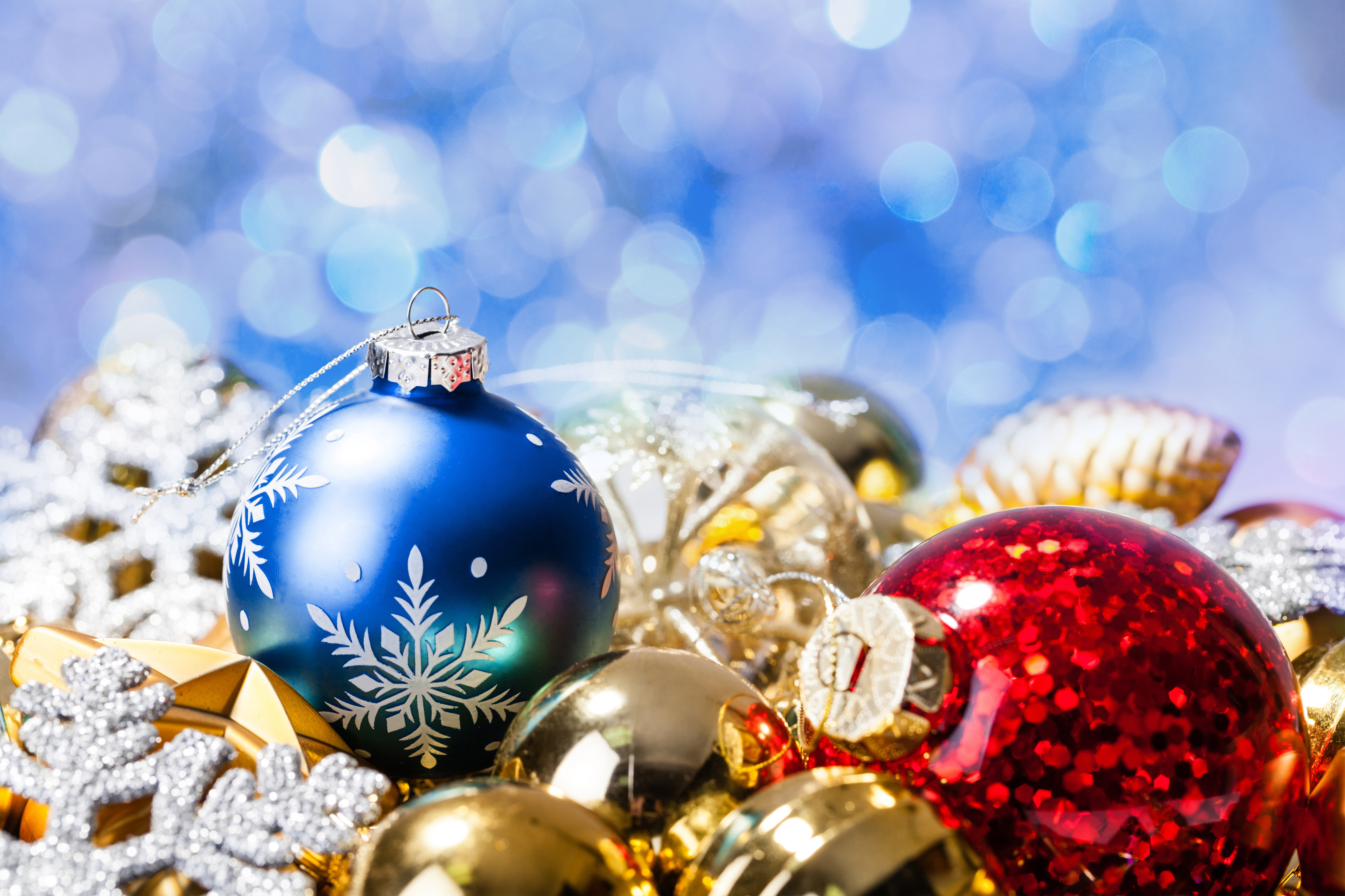 Christmas Background with Blue and Red Christmas Balls​-Quality Free Image and Transparent PNG Clipart