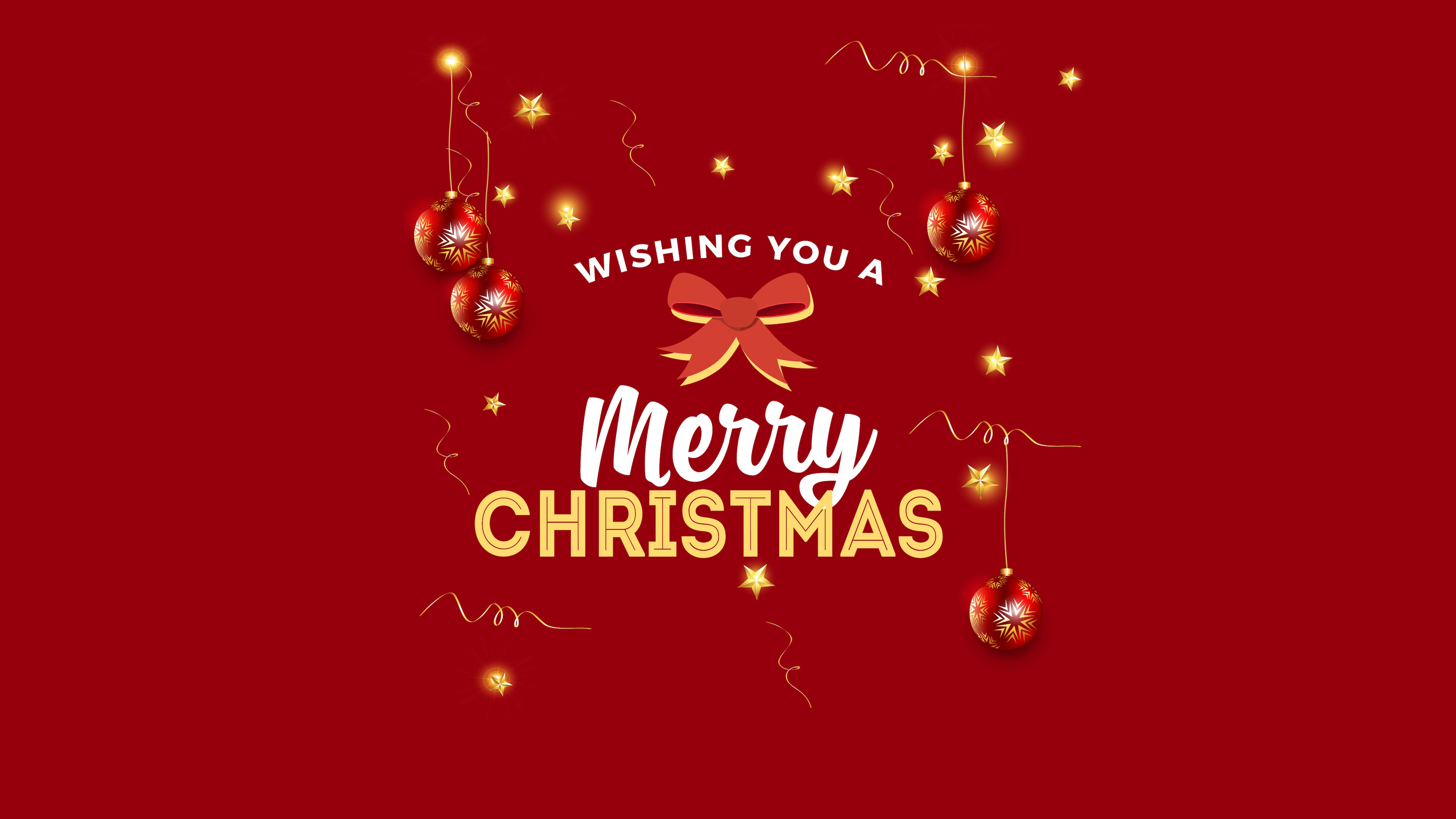 Merry Christmas Wallpaper 4K, Red aesthetic, Red background