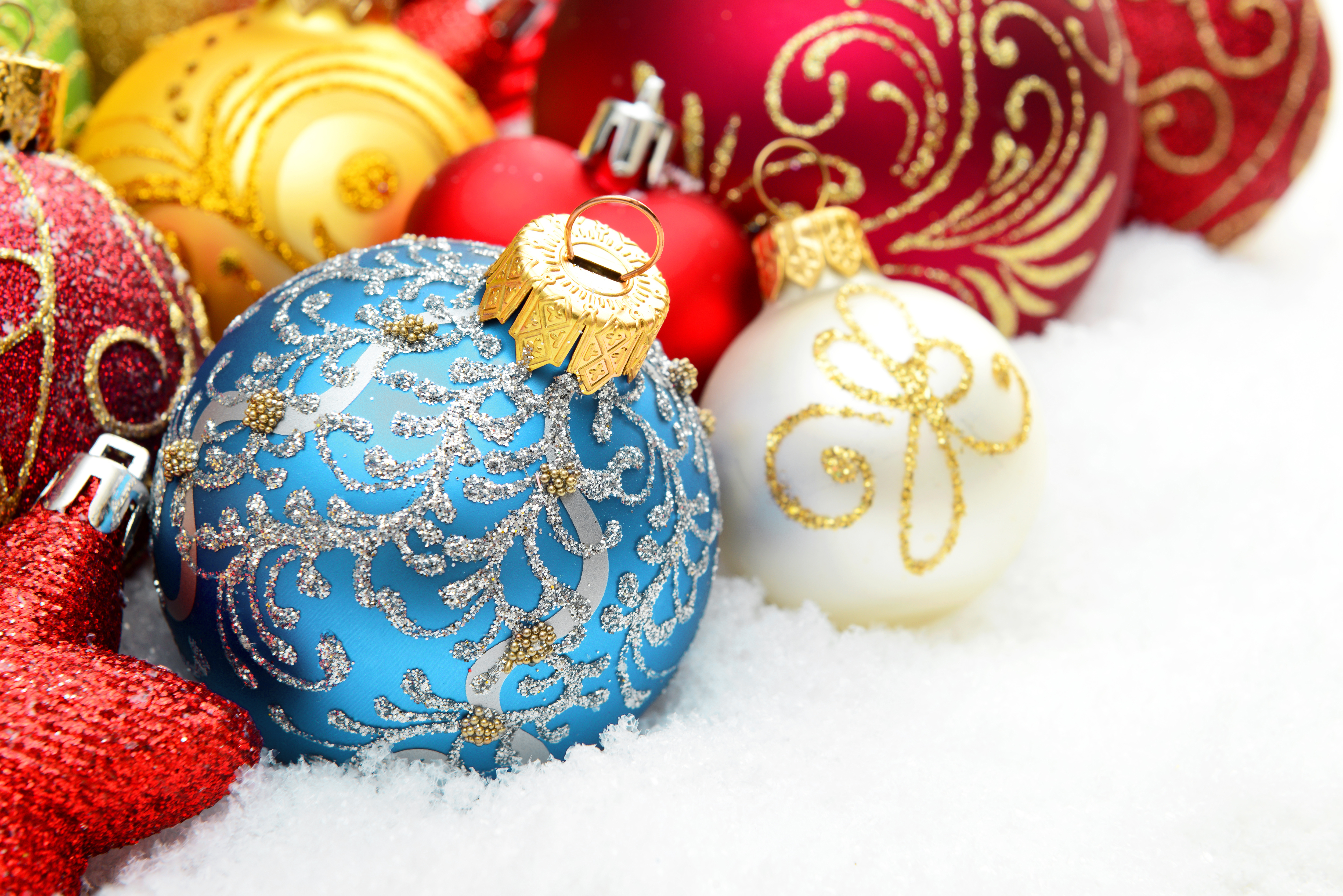 Background with Red Blue and Yellow Christmas Balls​-Quality Free Image and Transparent PNG Clipart