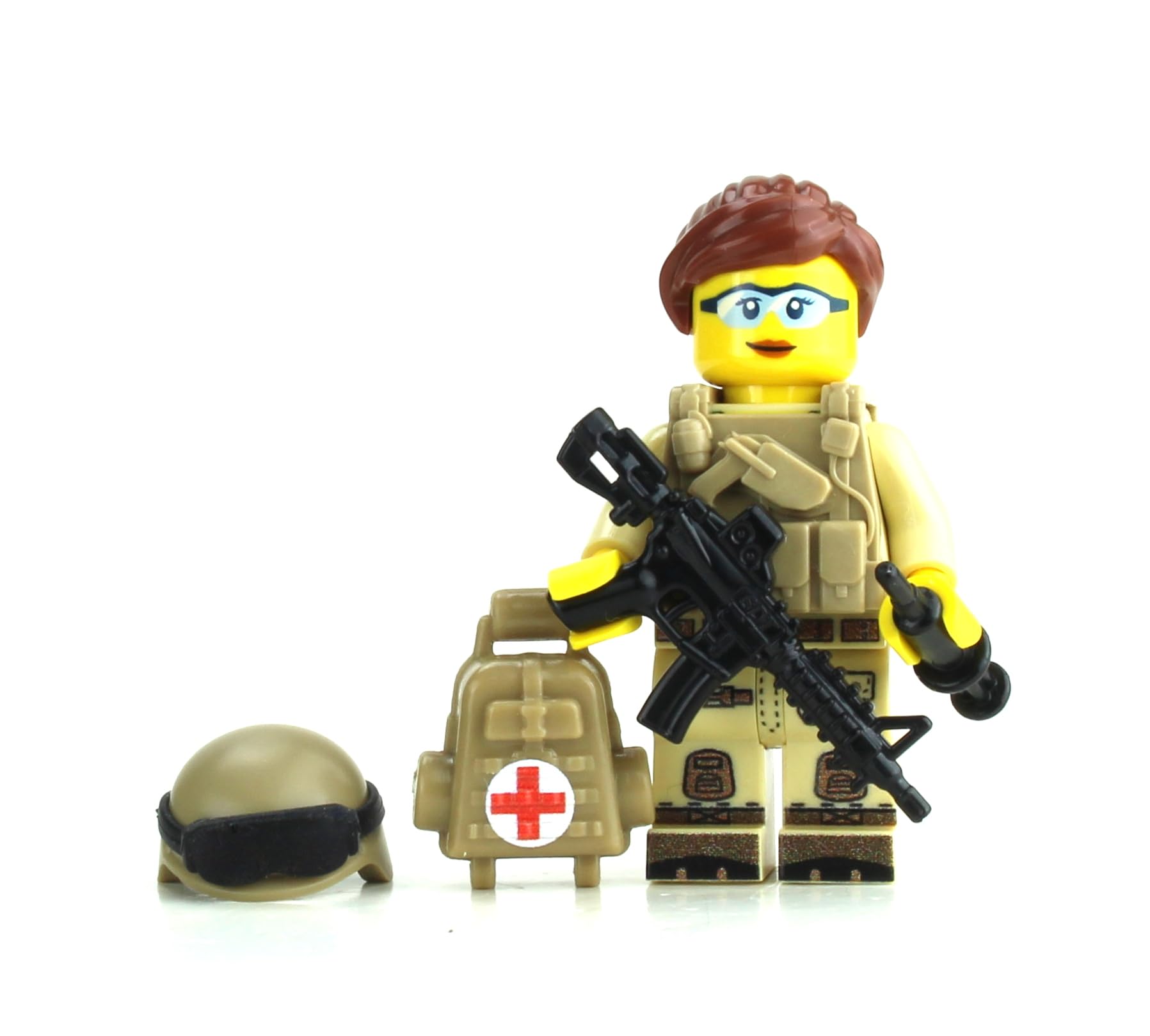 Battle Brick 1.6 Inches Tall Woman of Valor Medic Custom Minifigure. Genuine Military Minifig. Packaged in The USA. Great Gift for Ages to Adult AFOL, Toys & Games