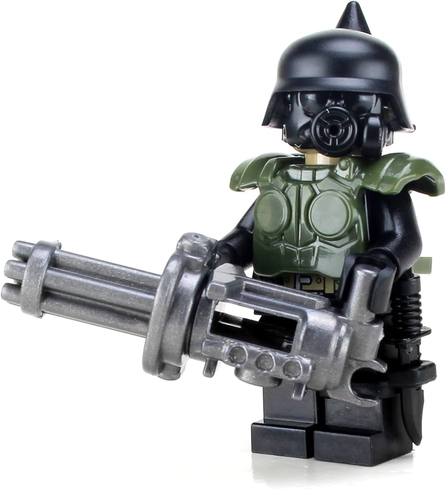 Battle Brick 1.6 Inches Tall Collectible Post Apocalyptic Gunner Custom Minifigure. Genuine Military Minifig. Packaged in The USA. Great Gift for Ages to Adult AFOL, Toys & Games