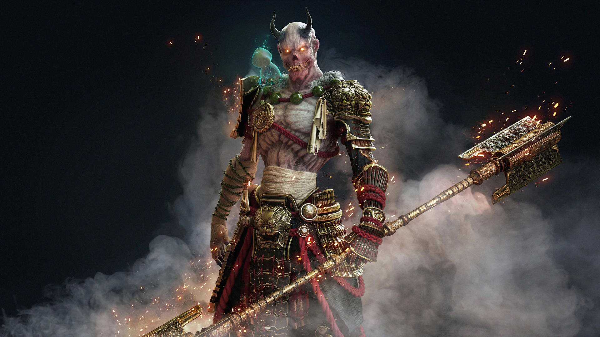 Download Oni Mask Skeleton Warrior Wallpaper