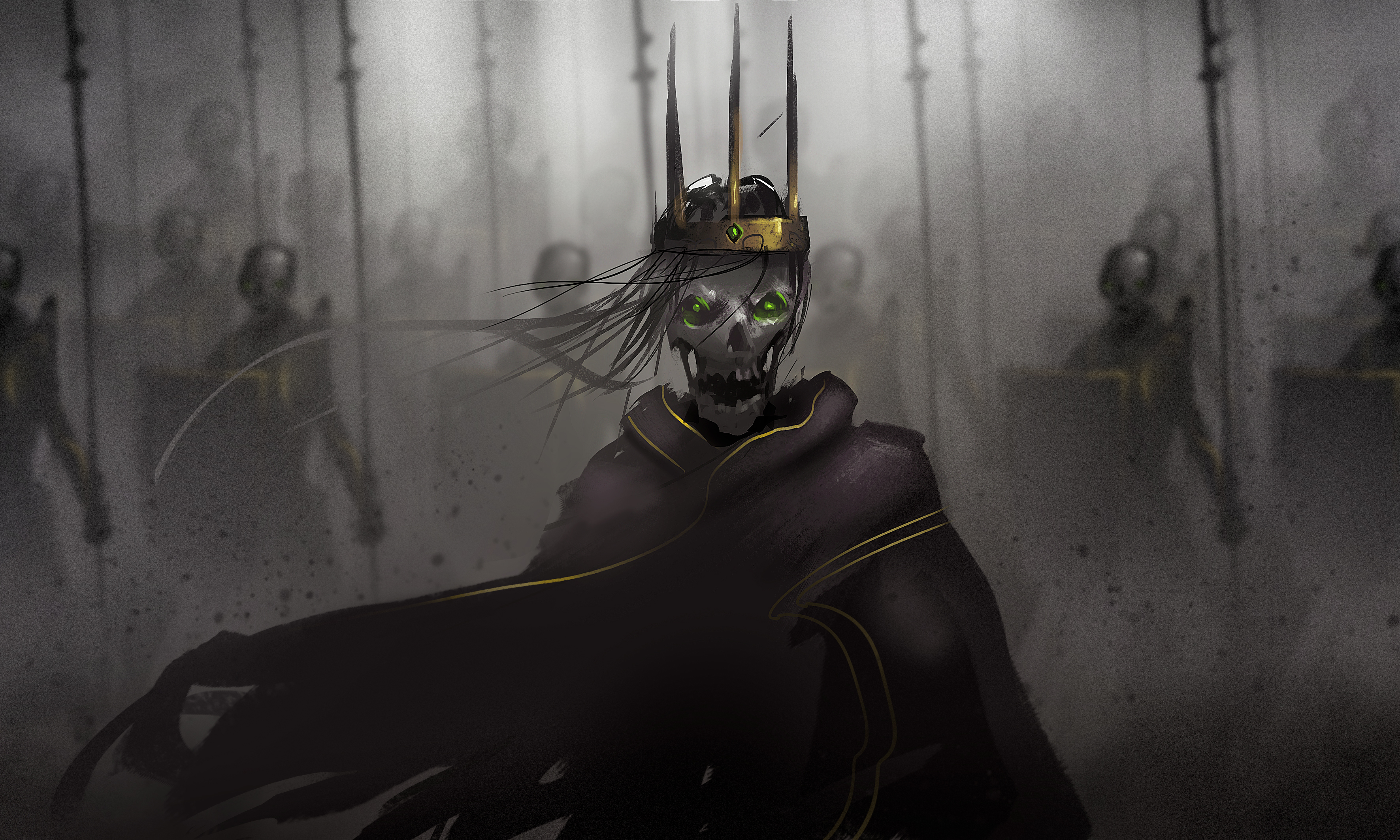 Dark Warrior Skeleton with Crown Captivating HD Wallpaper