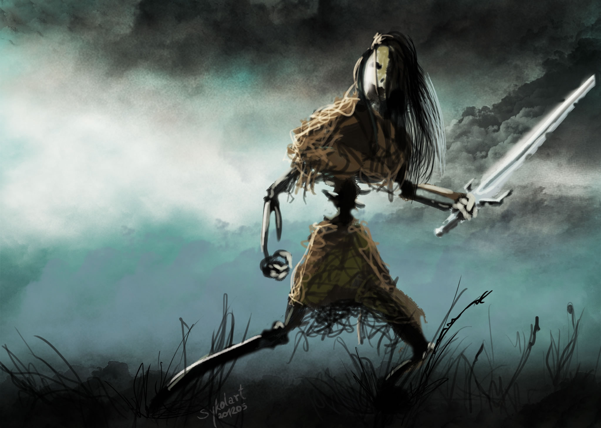 Phone wallpaper: Dark, Warrior, Battle, Elf, Fantasy, Skeleton, Sykol, Undead 253447