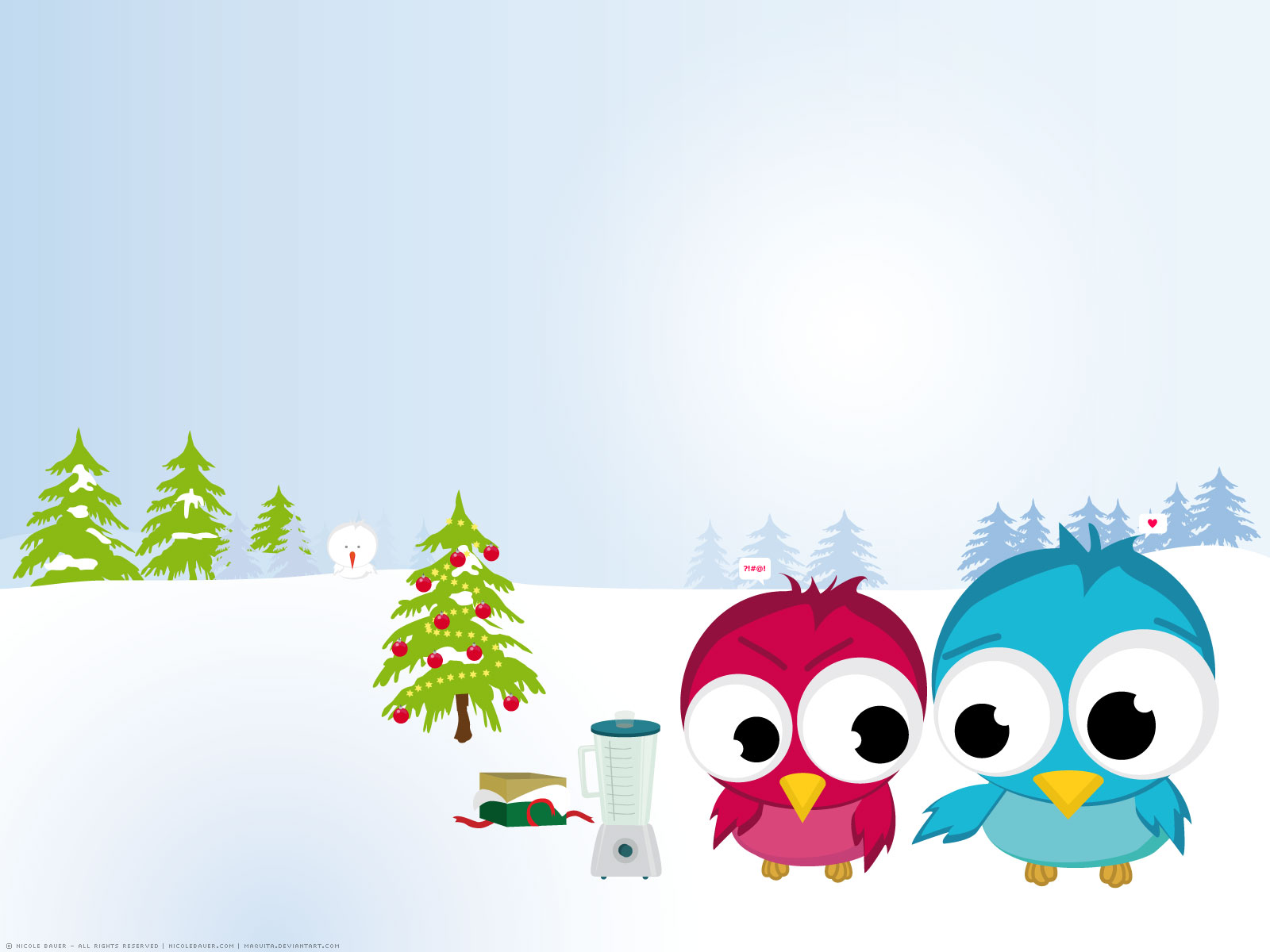 Funny Christmas Birds Wallpaper
