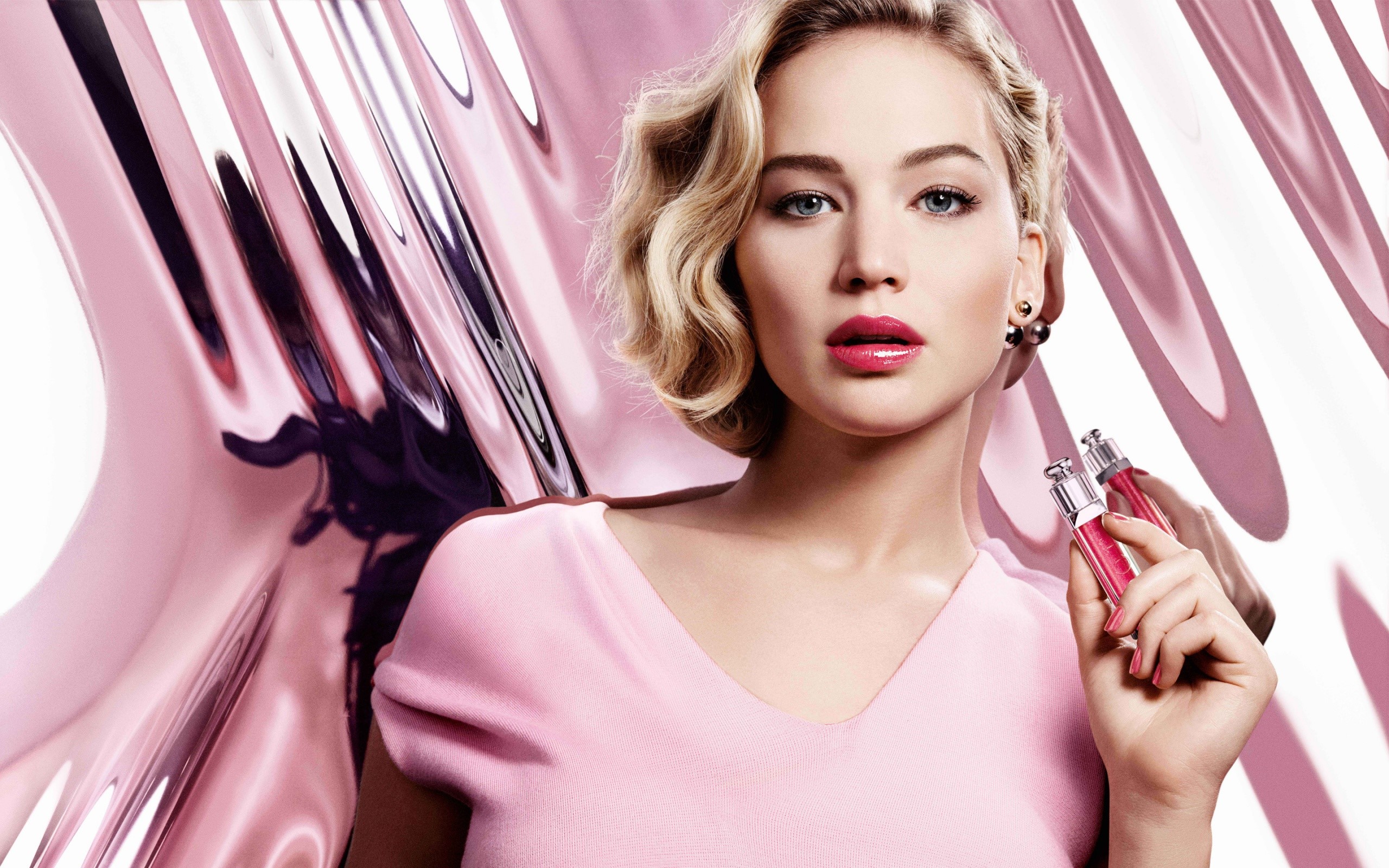 Desktop wallpaper: Dior, Celebrity, Jennifer Lawrence, Actress, American, Blonde, Blue Eyes, Face, Lipstick 4K free download for PC. 810608