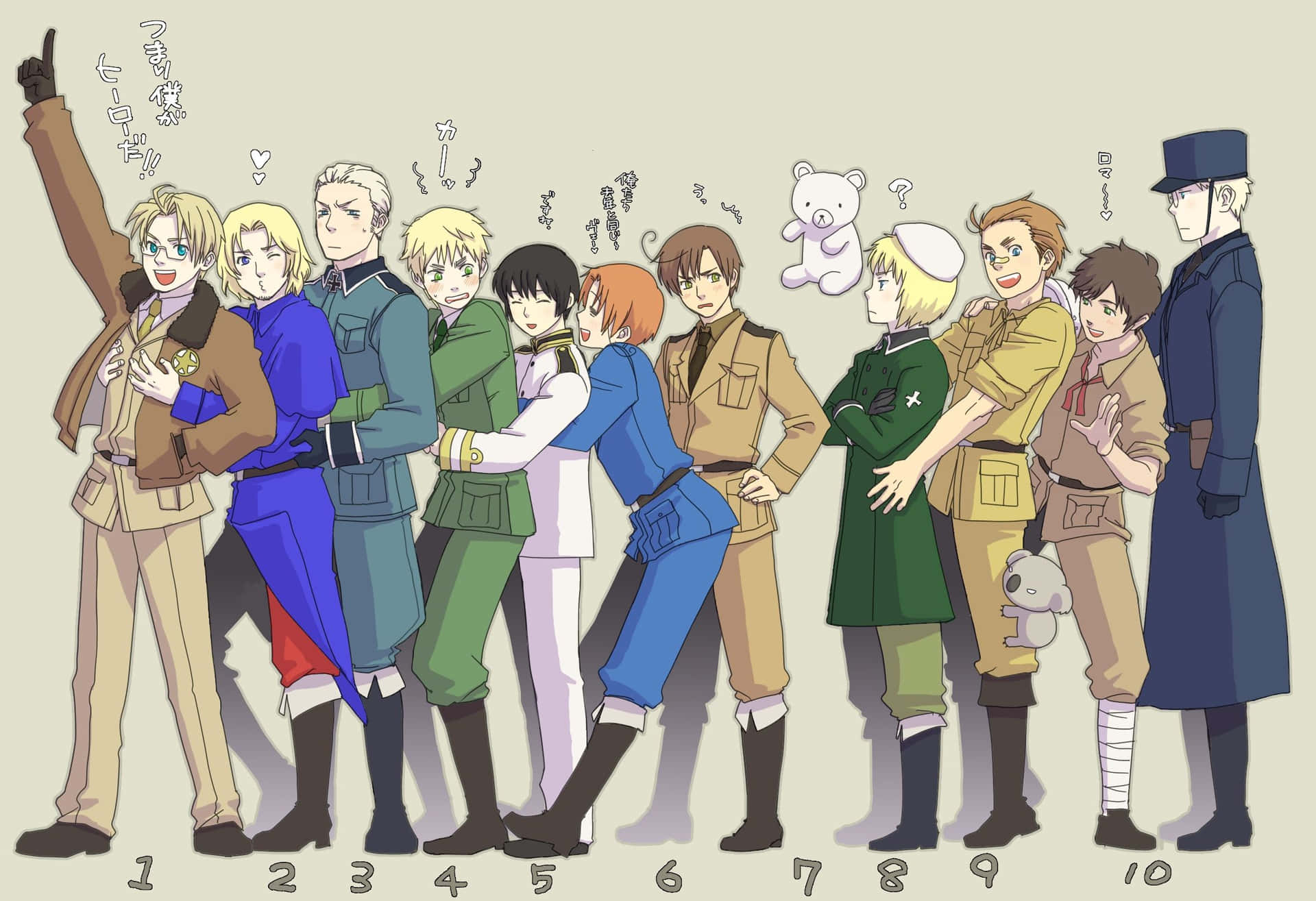Download Characters Of Hetalia Axis Powers In Comic Style Illustration Wallpaper