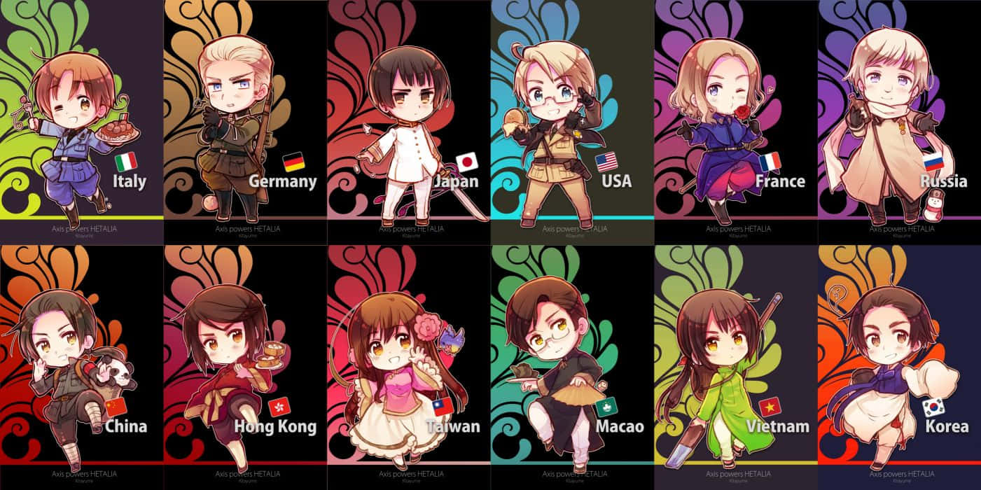Download Hetalia Axis Powers Colorful Ensemble Wallpaper