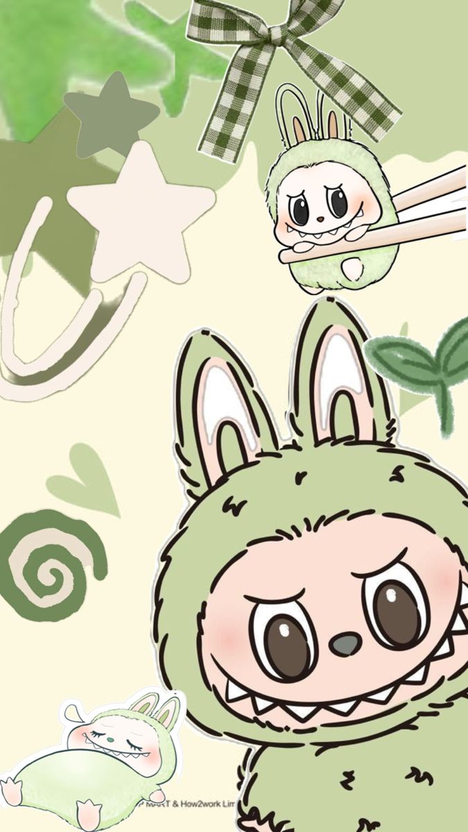 Green Labubu. Cute iphone wallpaper tumblr, Cute wallpaper, Cartoon wallpaper iphone