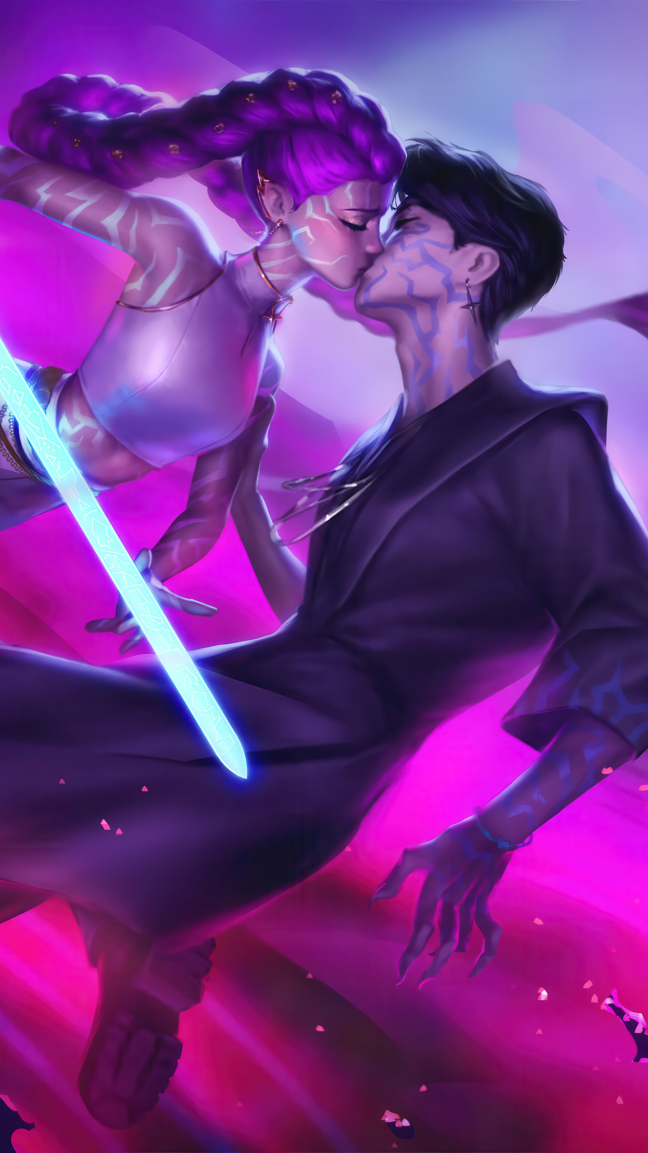 Rumi Jinu Kissing KPop Demon Hunters 4K Wallpaper iPhone HD Phone
