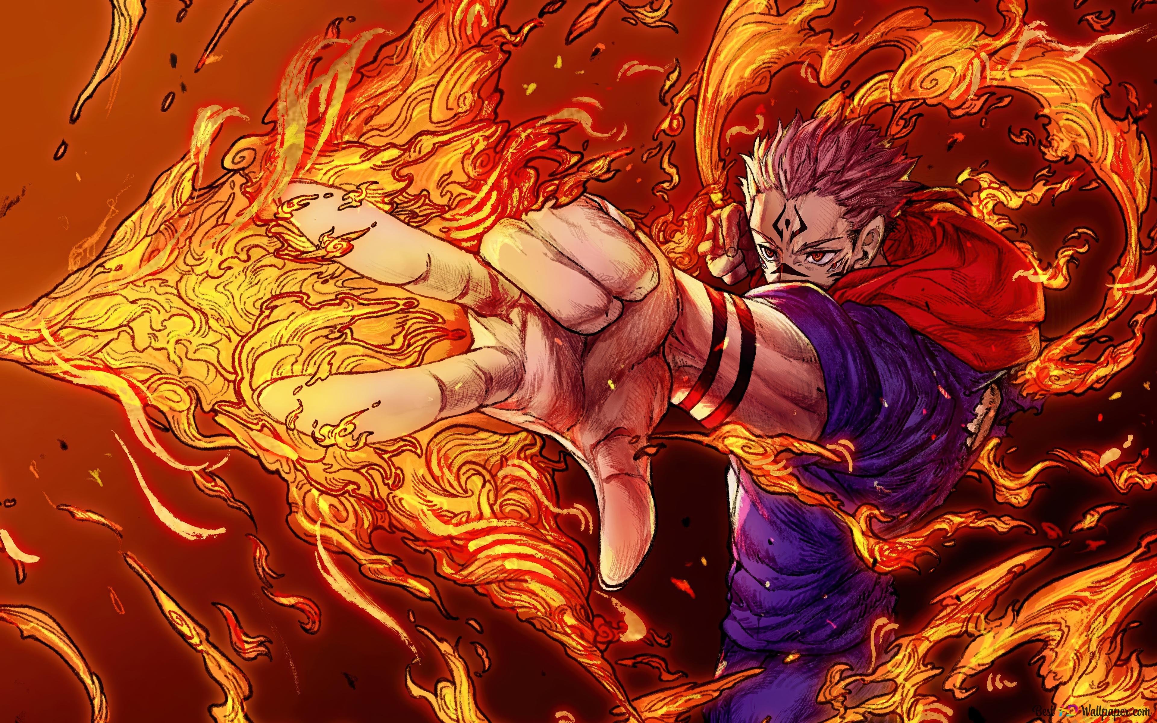 Sukuna Fire Arrow from Jujutsu Kaisen 8K wallpaper download