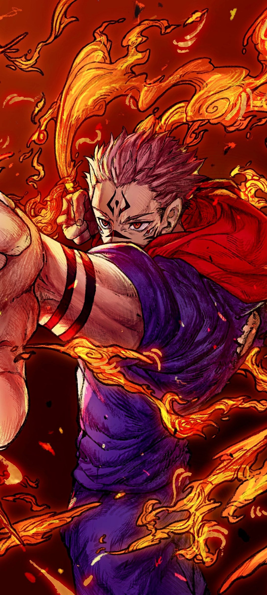 Sukuna Inferno: Jujutsu Kaisen Fiery Anime Wallpaper
