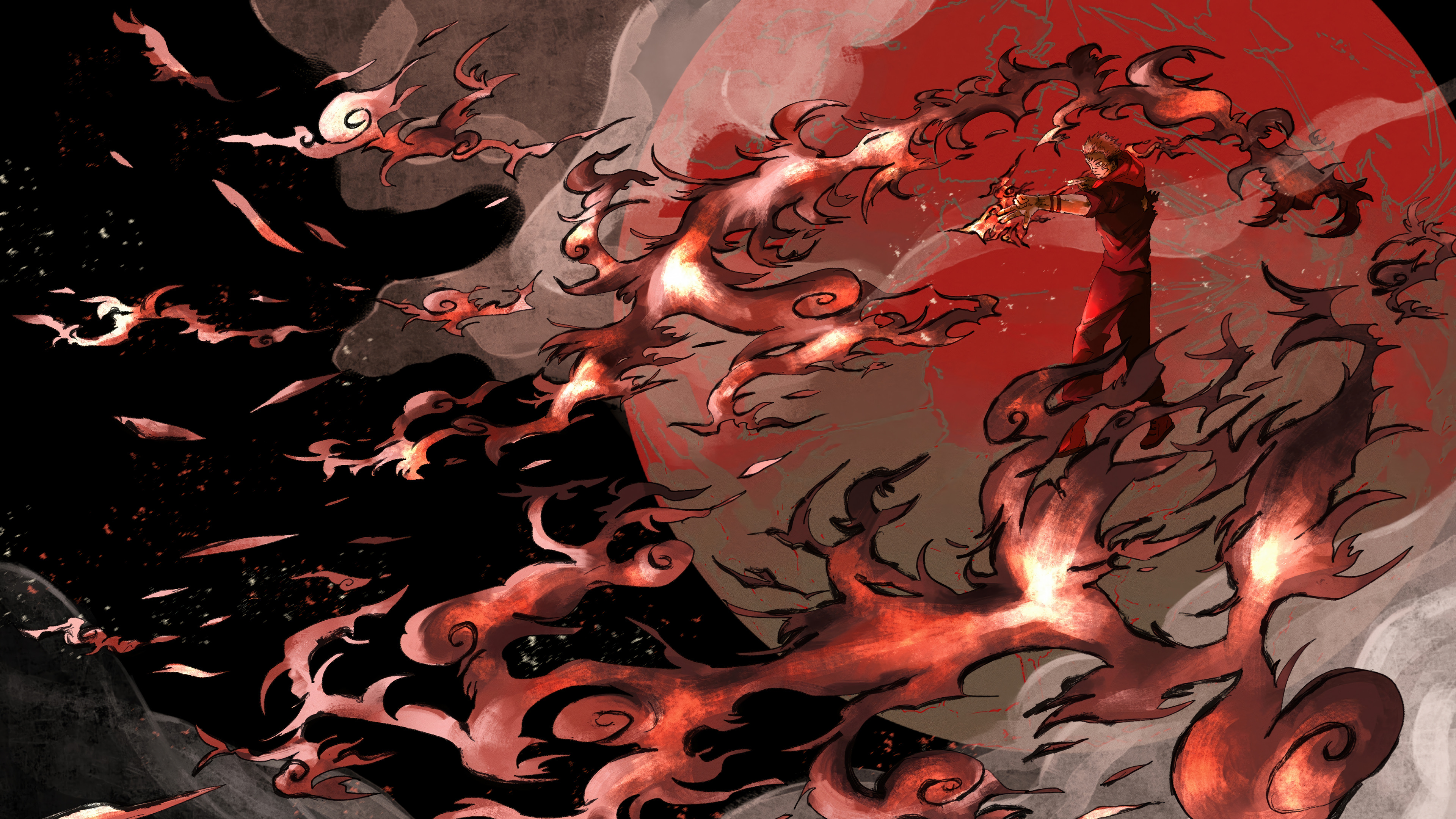 Sukuna Fire Arrow JJK Wallpaper 4K HD PC