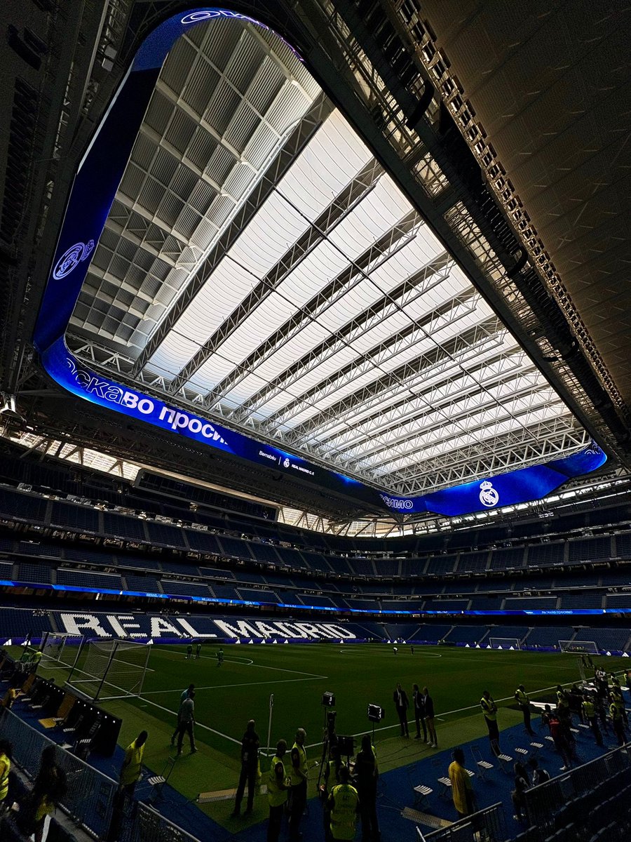 The Santiago Bernabéu stadium ahead of Real Madrid's league opener tonight
