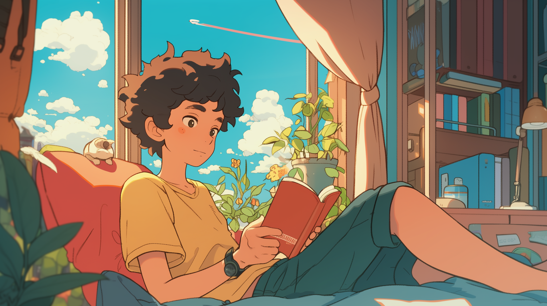 Dreamy Lofi Reading: A Studio Ghibli HD Wallpaper