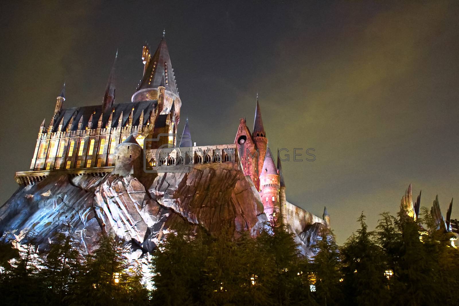 Osaka, Japan 02, 2017: View Of Hogwarts Castle At The Wizarding World Of Harry Potter In Universal Studios Japan. By USA TARO Vectors & Illustrations With Unlimited Downloads
