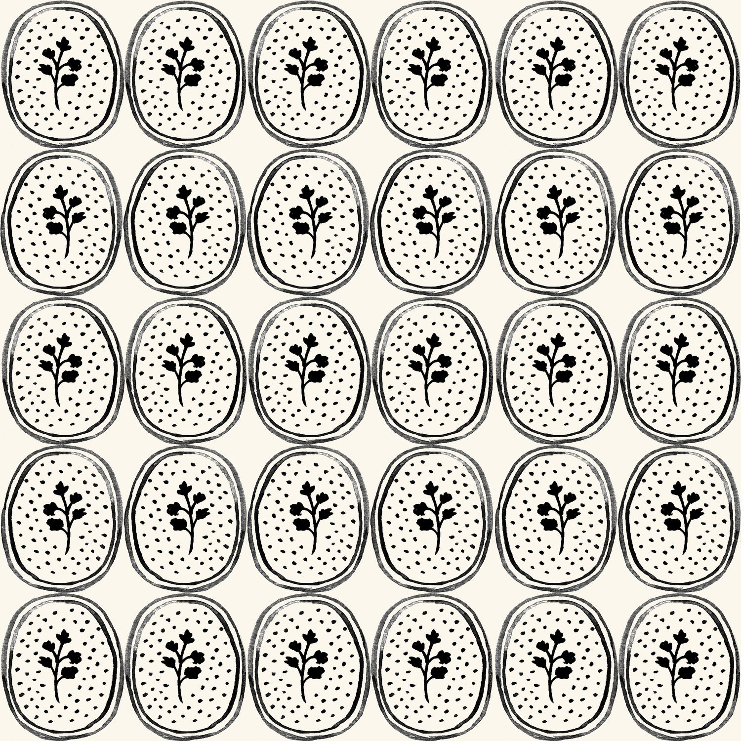 Ciao Cilantro Wallpaper- Ivory Black