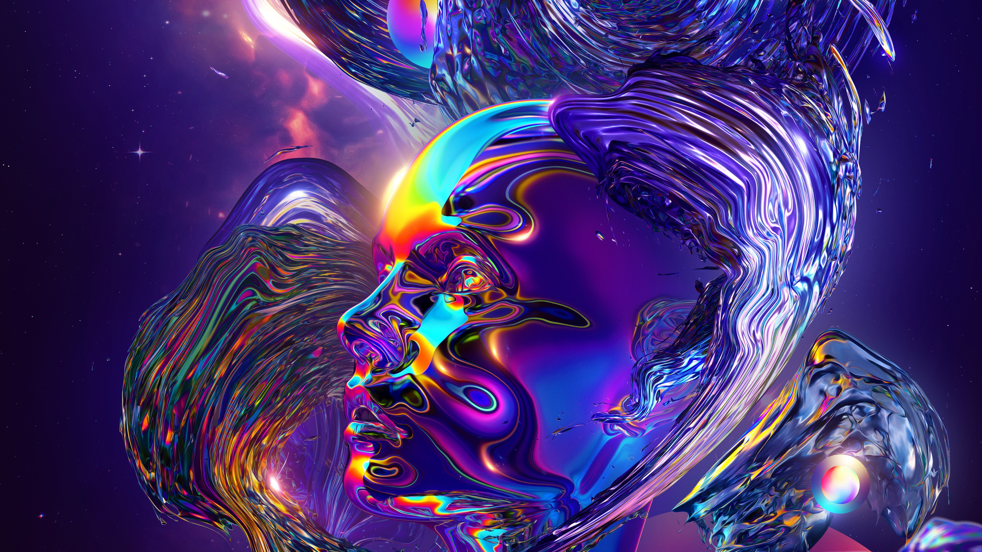 Woman Wallpaper 4K, Dream, Psychedelic, Rainbow