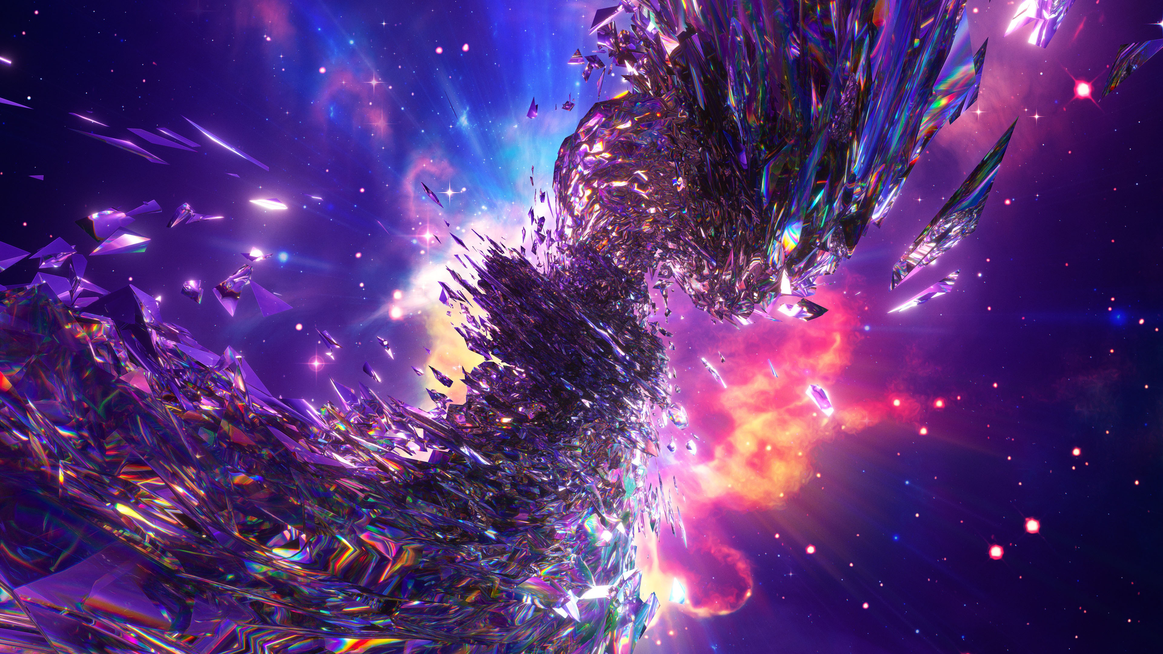 Purple Blue Swarm Psychedelic Cataclysm Space Extinction 4K HD Abstract Wallpaper