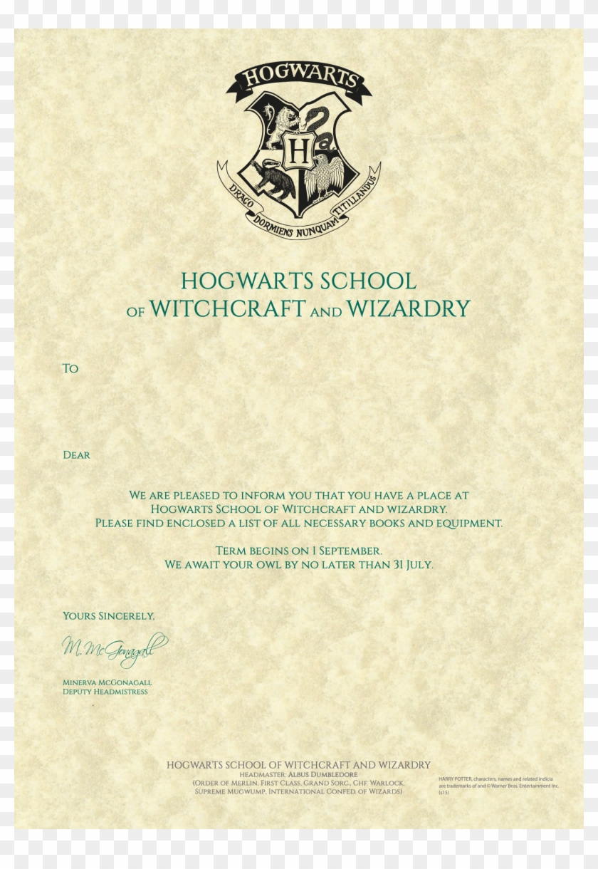Personalised Hogwarts Acceptance Letter , HD Png Download