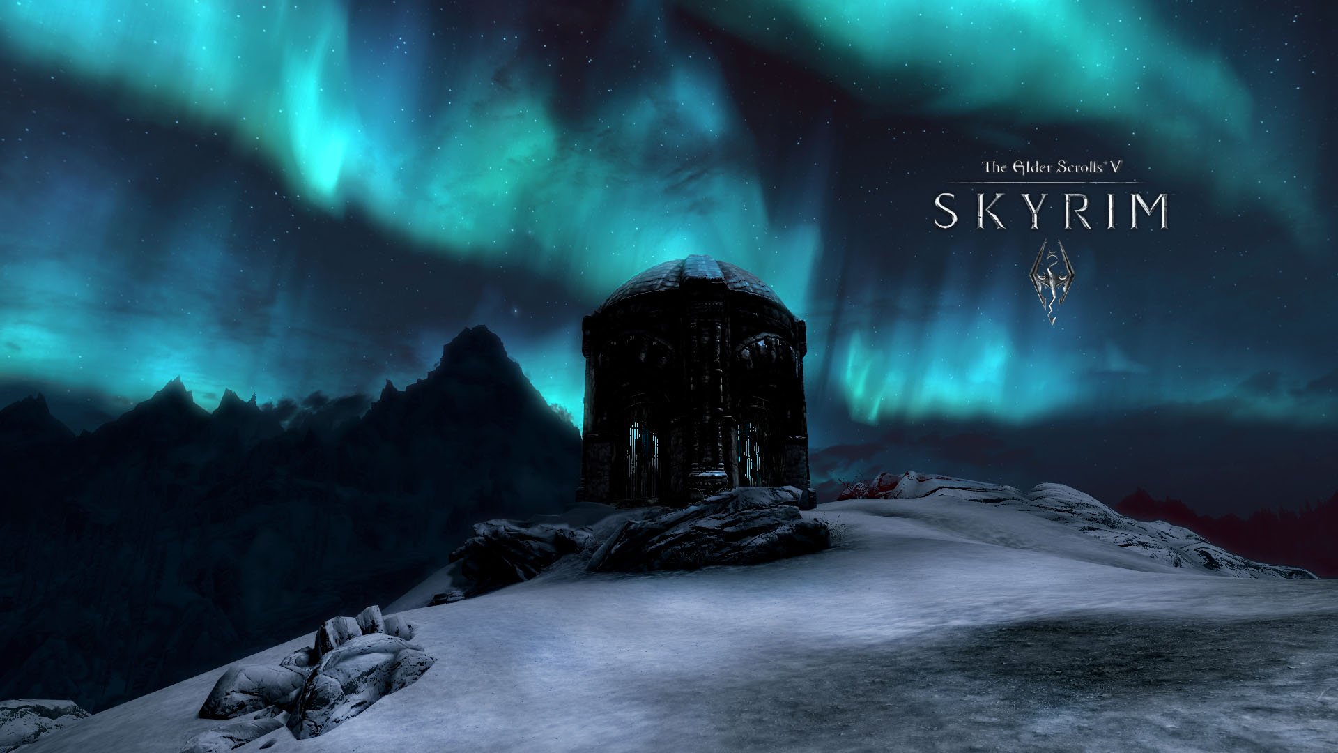 Skyrim Winter Night HD Wallpaper
